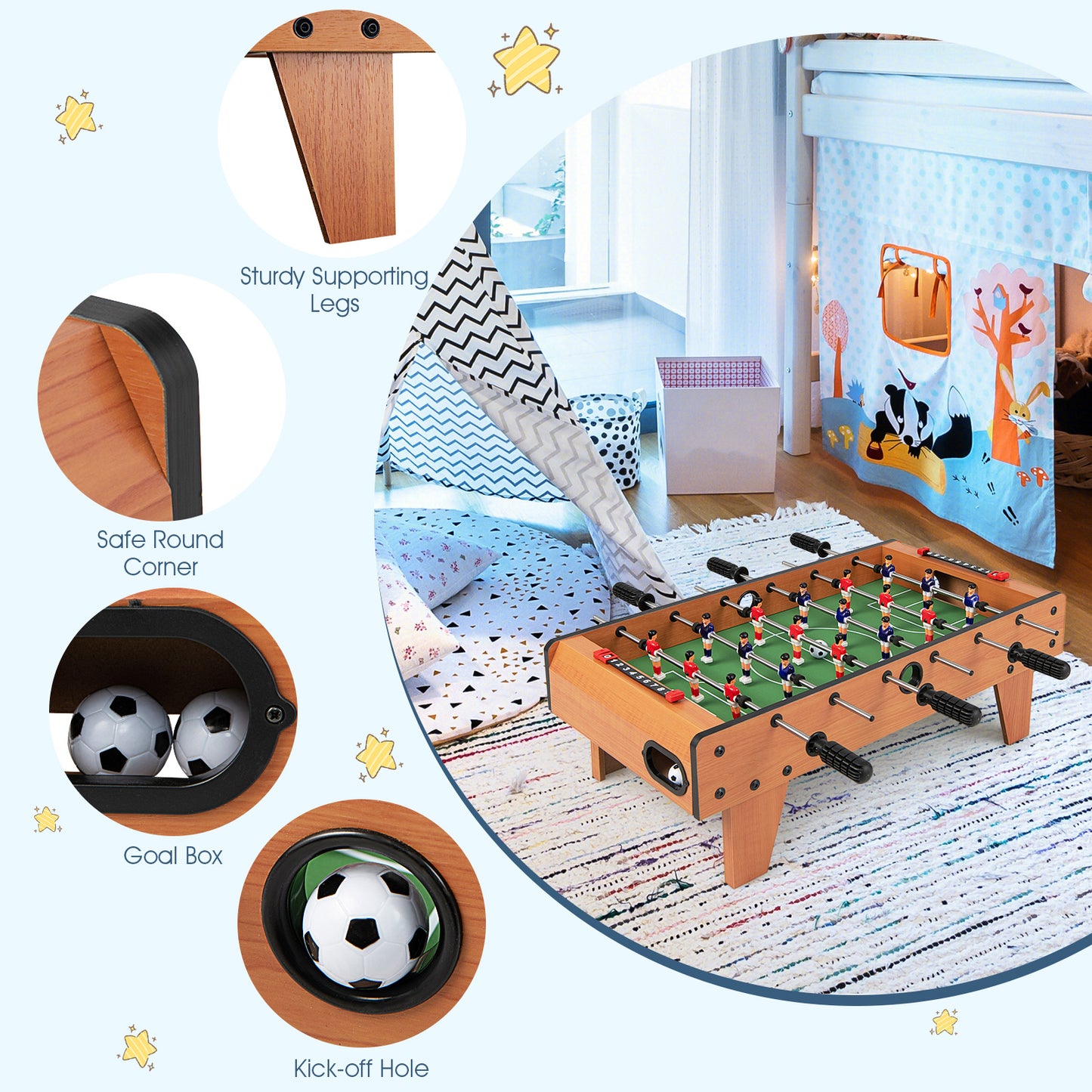 27 Inch Indoor Competition Game Foosball Table with Legs Kids Crystal