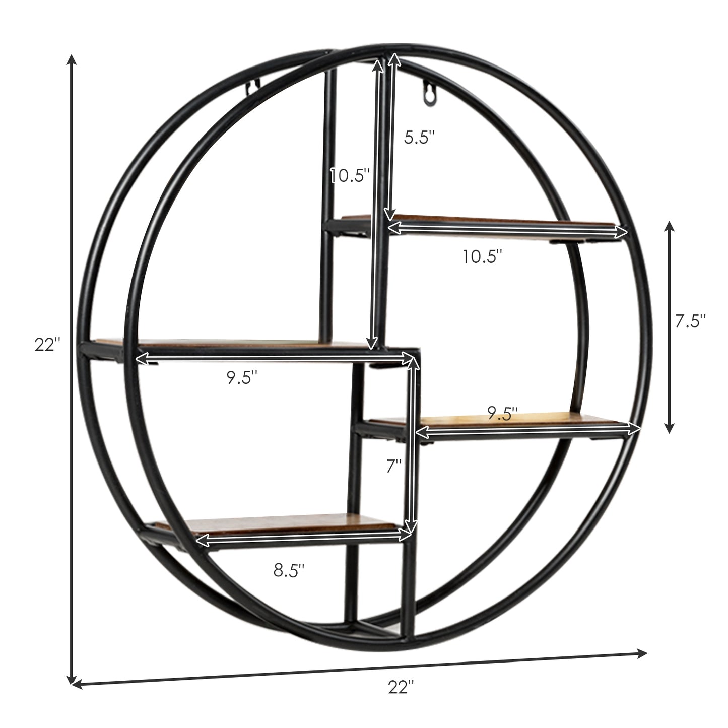 Hanging Storage Shelf Circular Wall-Mounted 4-Tier Rack Kids Crystal