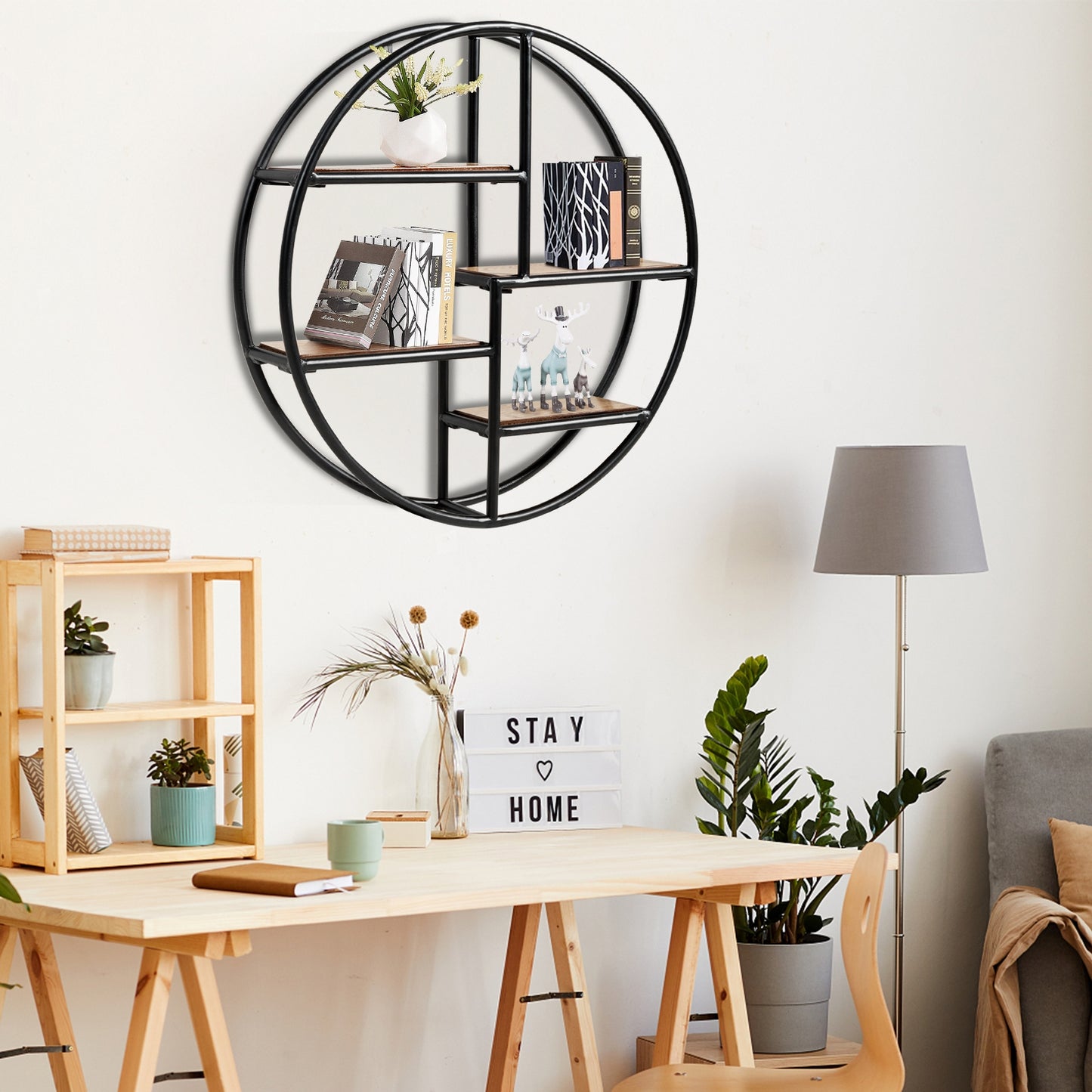 Hanging Storage Shelf Circular Wall-Mounted 4-Tier Rack Kids Crystal