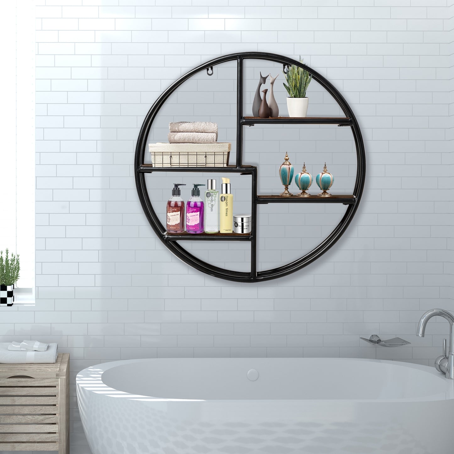 Hanging Storage Shelf Circular Wall-Mounted 4-Tier Rack Kids Crystal