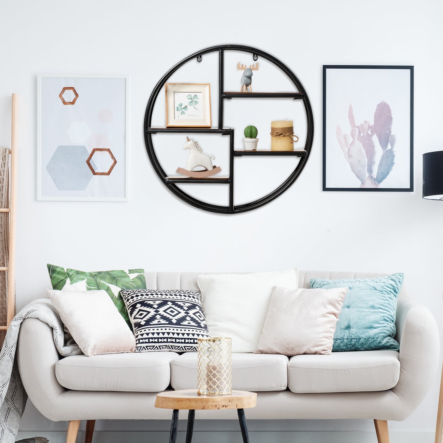 Hanging Storage Shelf Circular Wall-Mounted 4-Tier Rack Kids Crystal