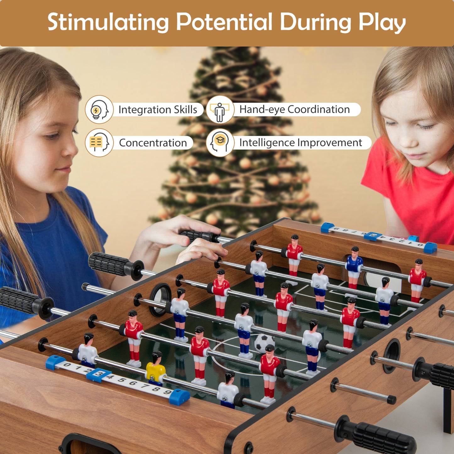 27 Inch Foosball Table Mini Tabletop Soccer Game Kids Crystal
