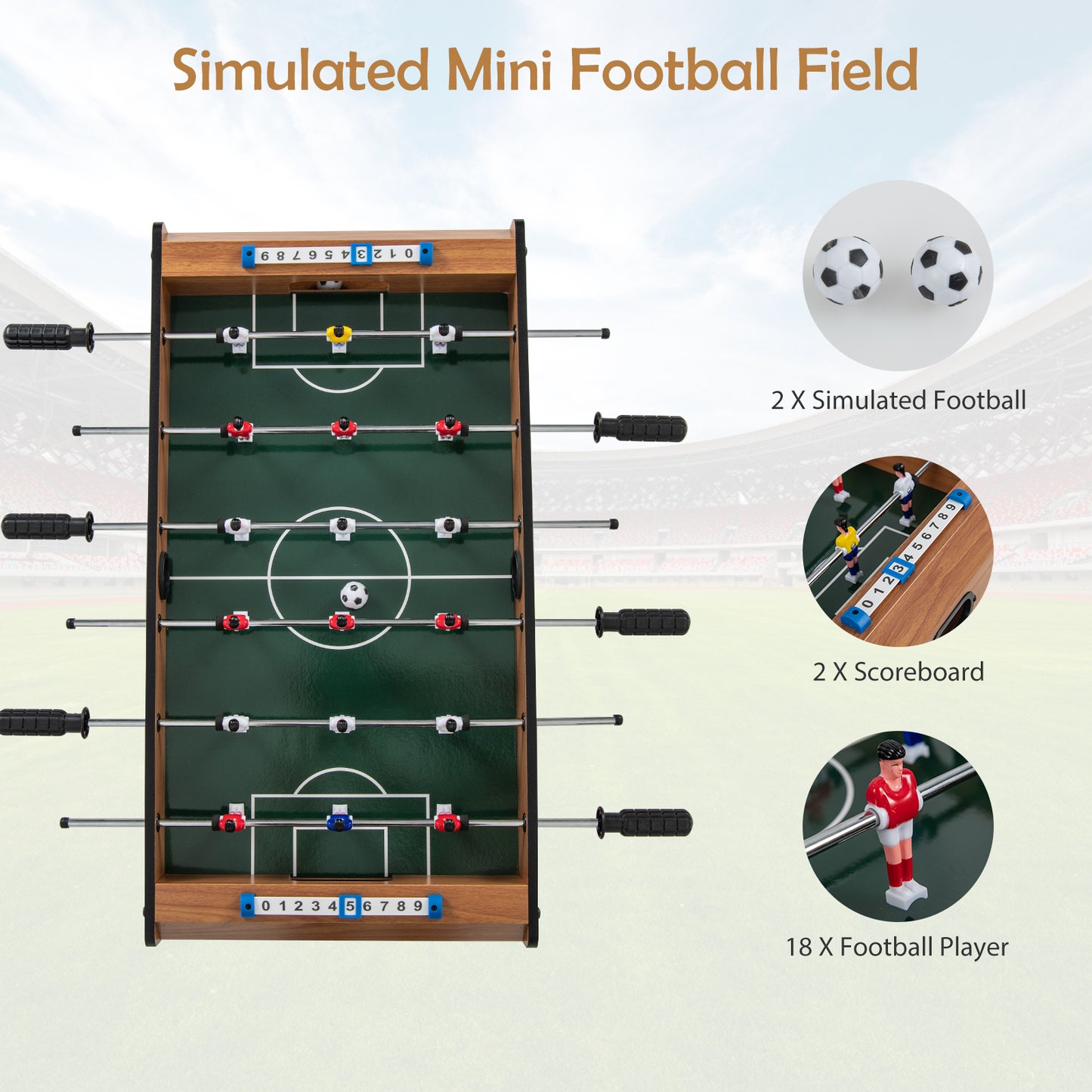27 Inch Foosball Table Mini Tabletop Soccer Game Kids Crystal