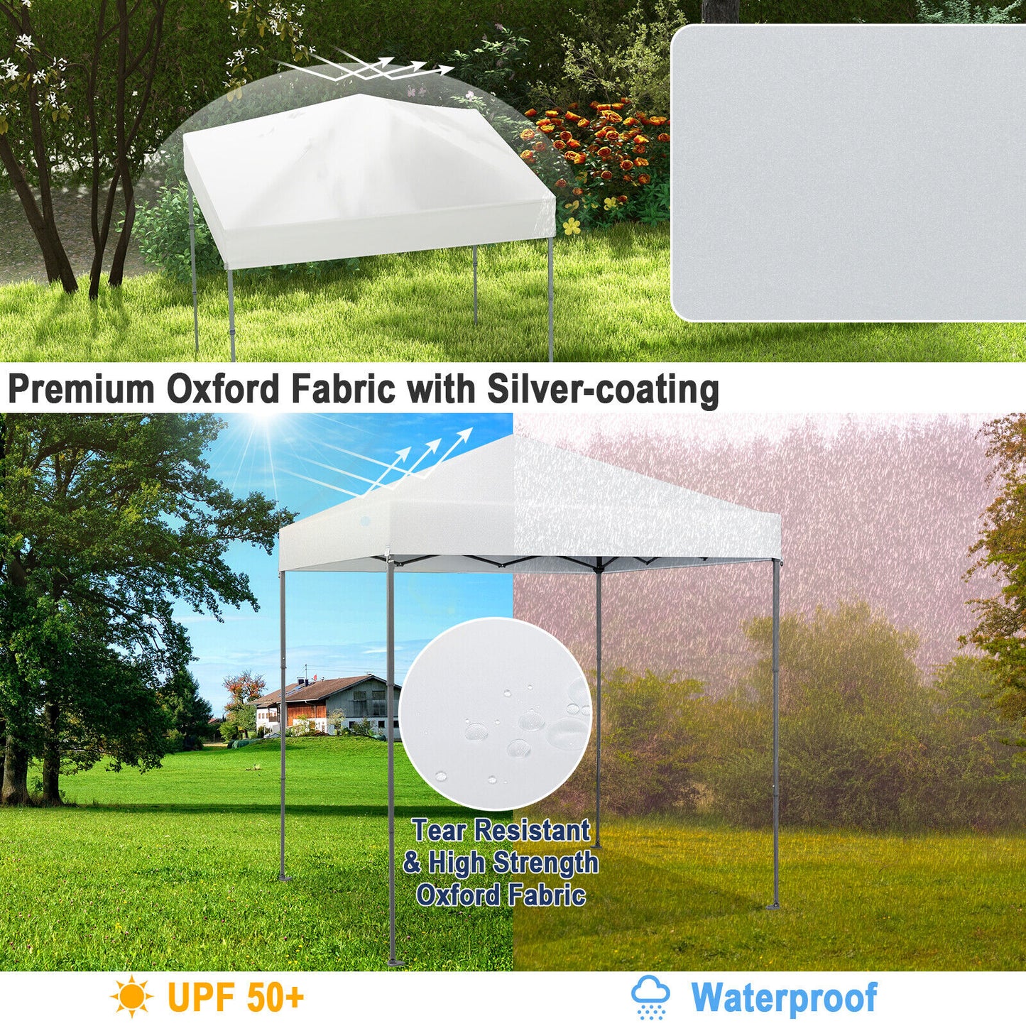 6.6 x 6.6 Feet Outdoor Pop-up Canopy Tent with UPF 50+ Sun Protection-White Kids Crystal