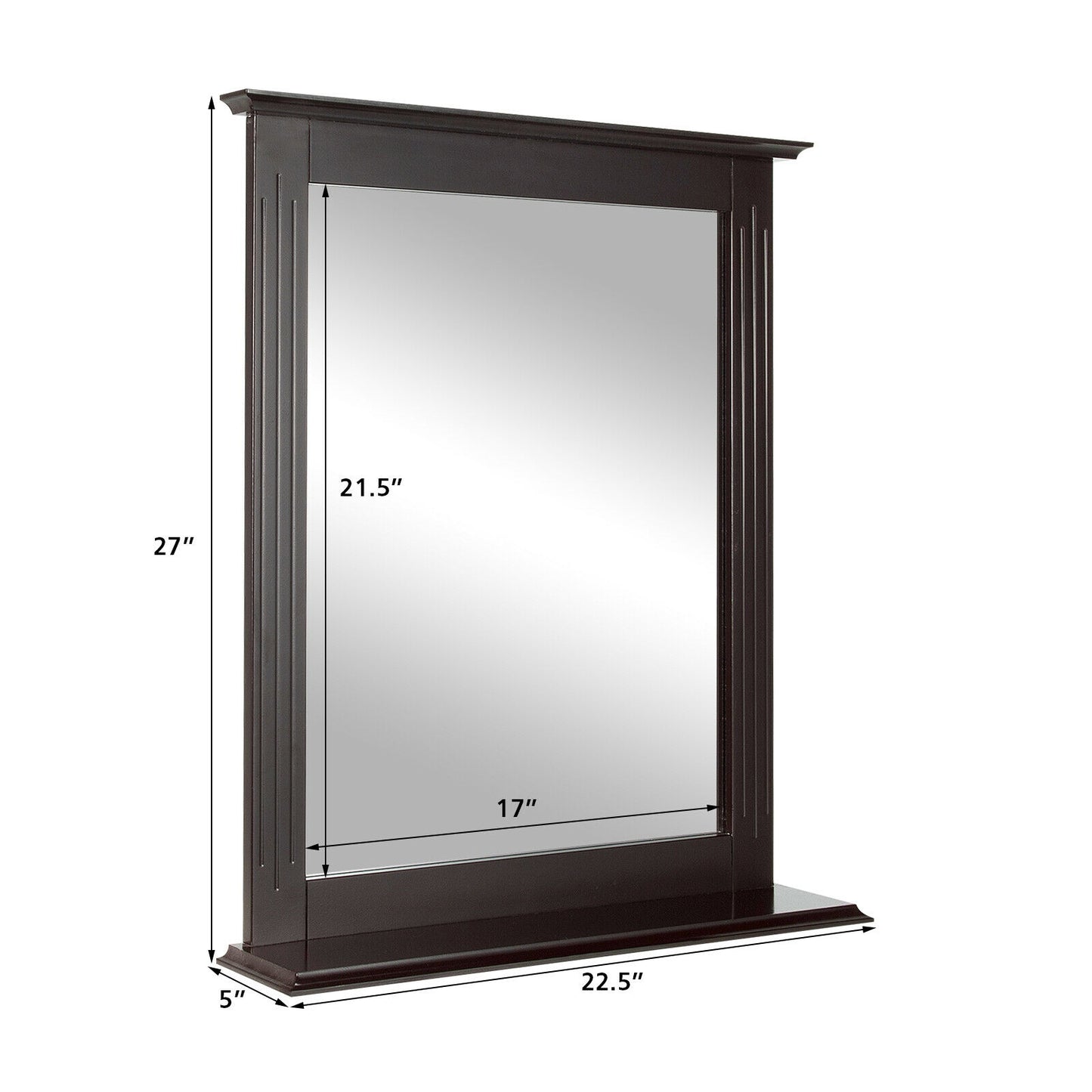 Wall-Mounted Multipurpose Vanity Mirror with Shelf-Brown Kids Crystal