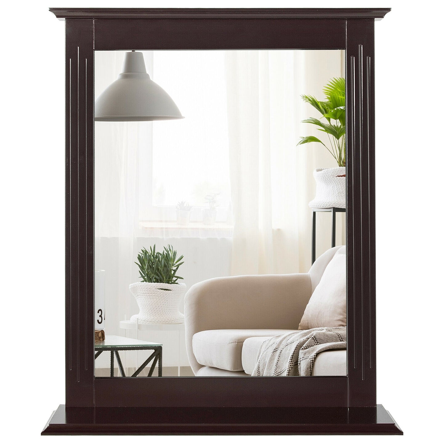 Wall-Mounted Multipurpose Vanity Mirror with Shelf-Brown Kids Crystal
