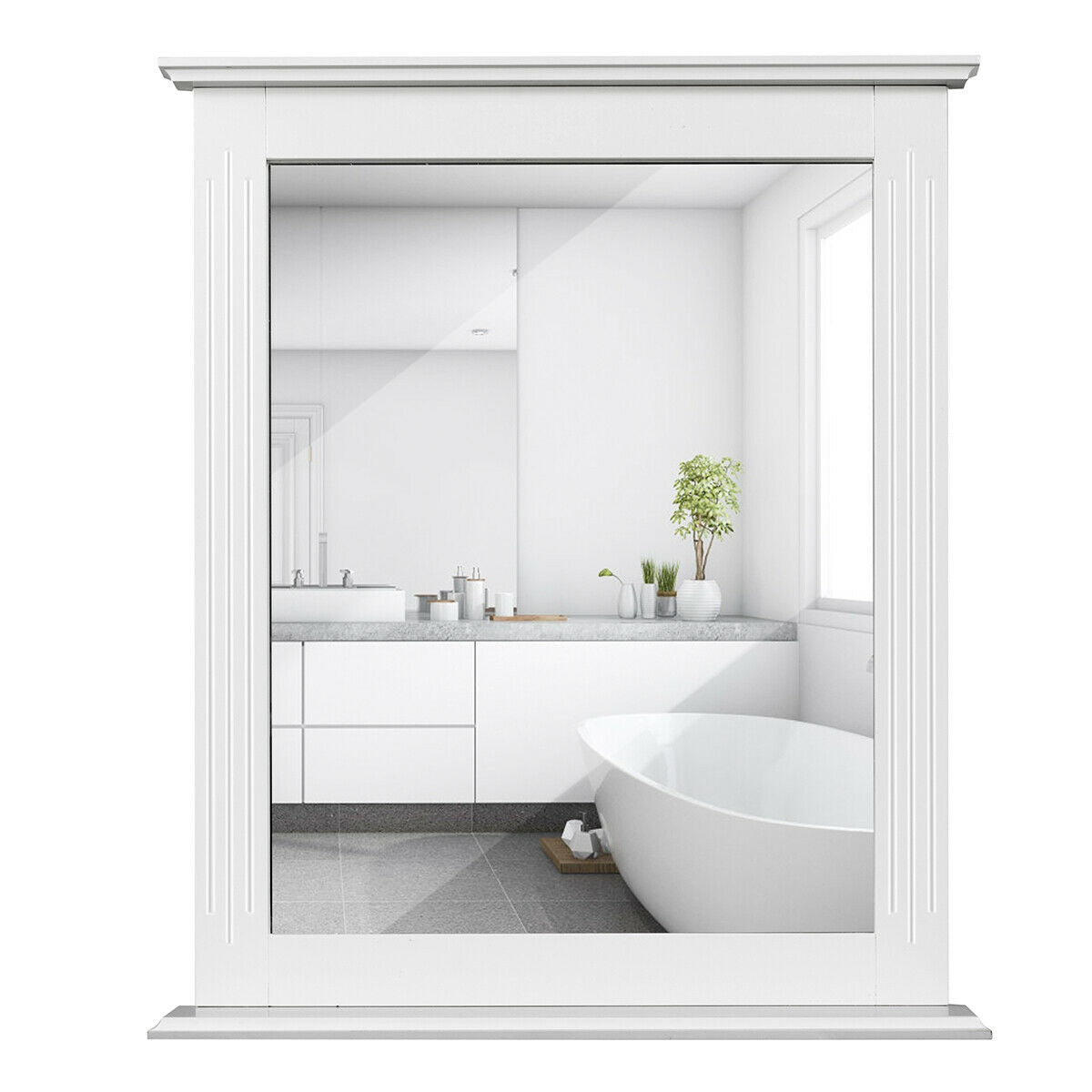 Wall-Mounted Multipurpose Vanity Mirror with Shelf-White Kids Crystal