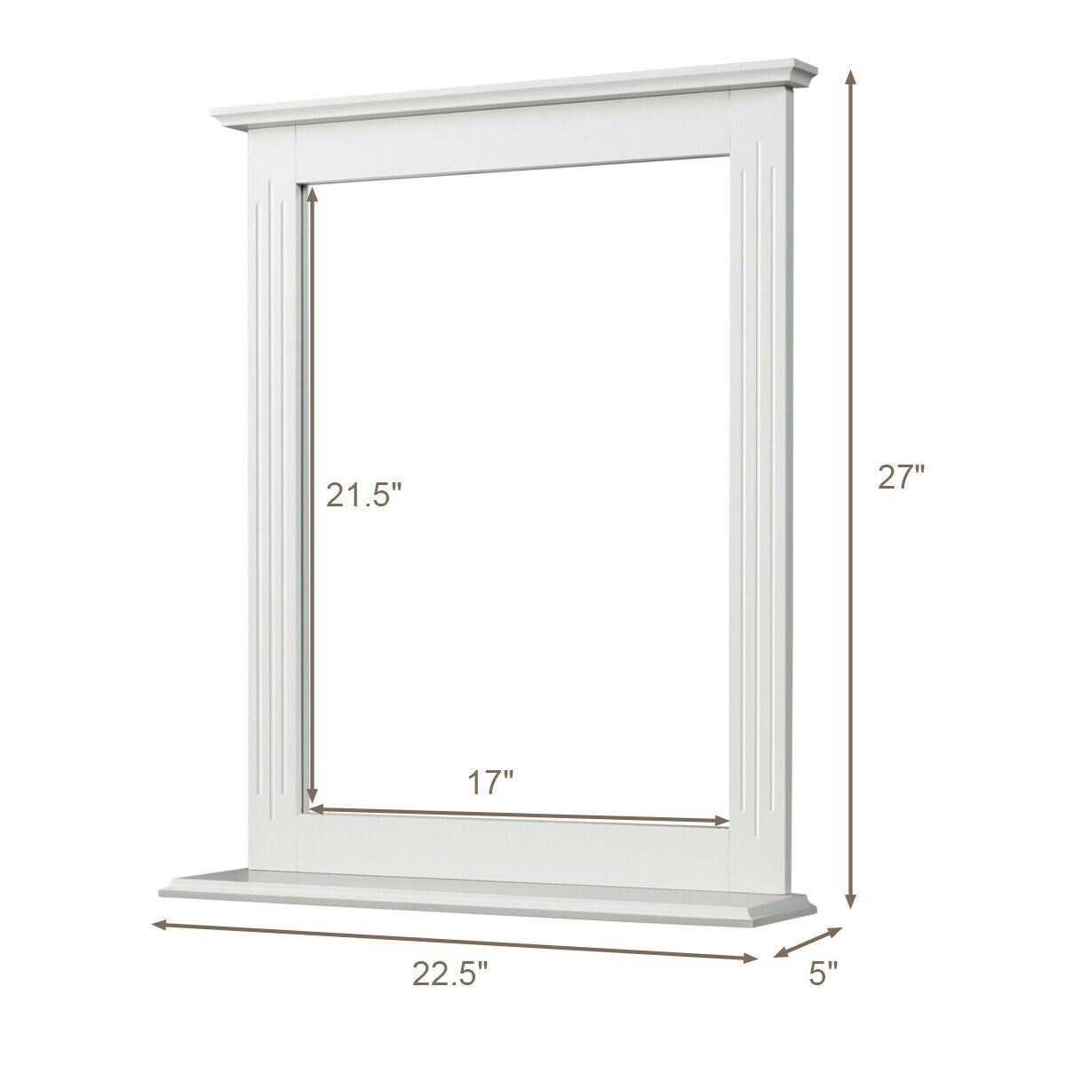 Wall-Mounted Multipurpose Vanity Mirror with Shelf-White Kids Crystal