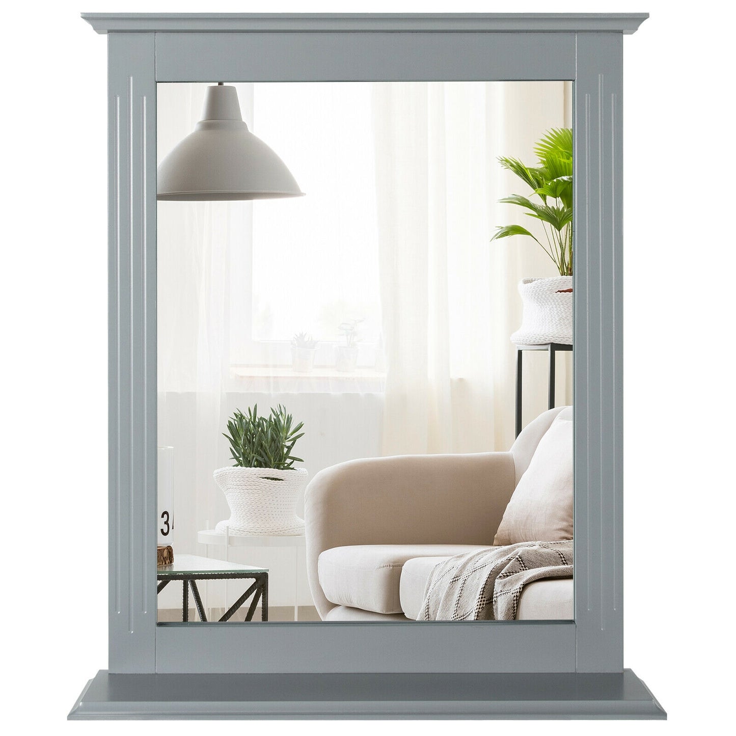 Wall-Mounted Multipurpose Vanity Mirror with Shelf-Gray Kids Crystal