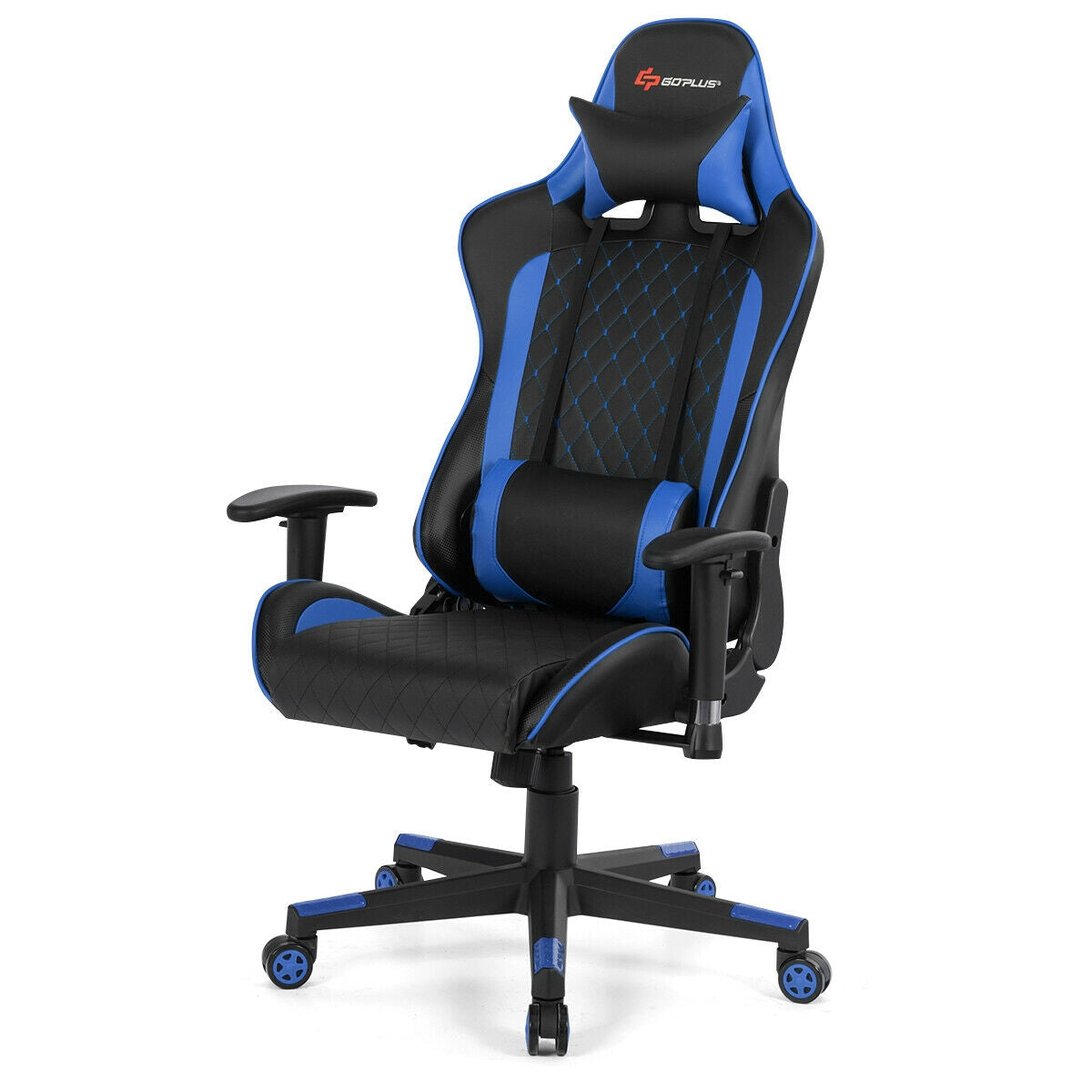 Massage Gaming Chair with Lumbar Support and Headrest-Blue Kids Crystal