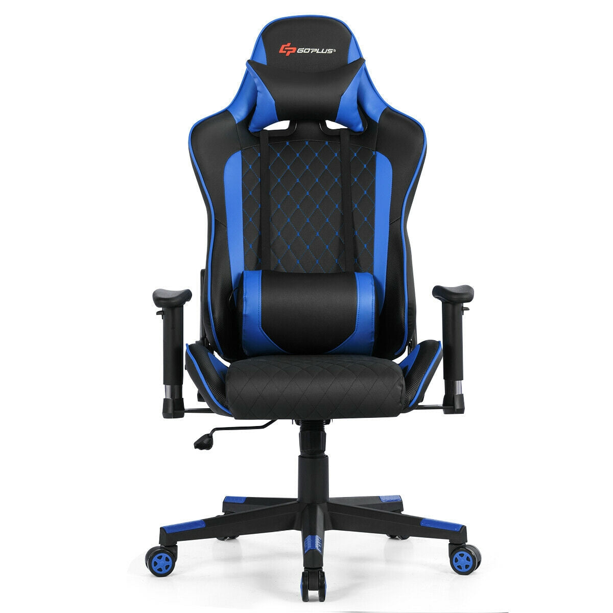 Massage Gaming Chair with Lumbar Support and Headrest-Blue Kids Crystal