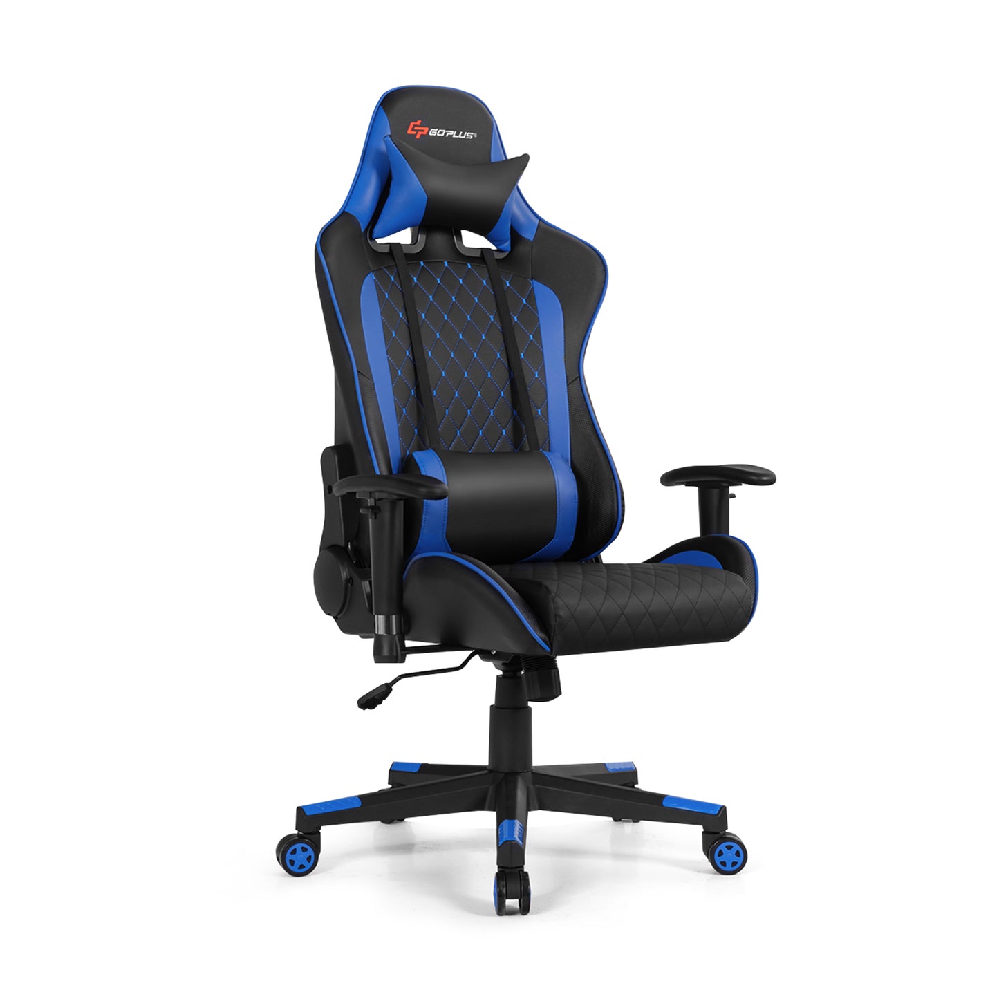 Massage Gaming Chair with Lumbar Support and Headrest-Blue Kids Crystal