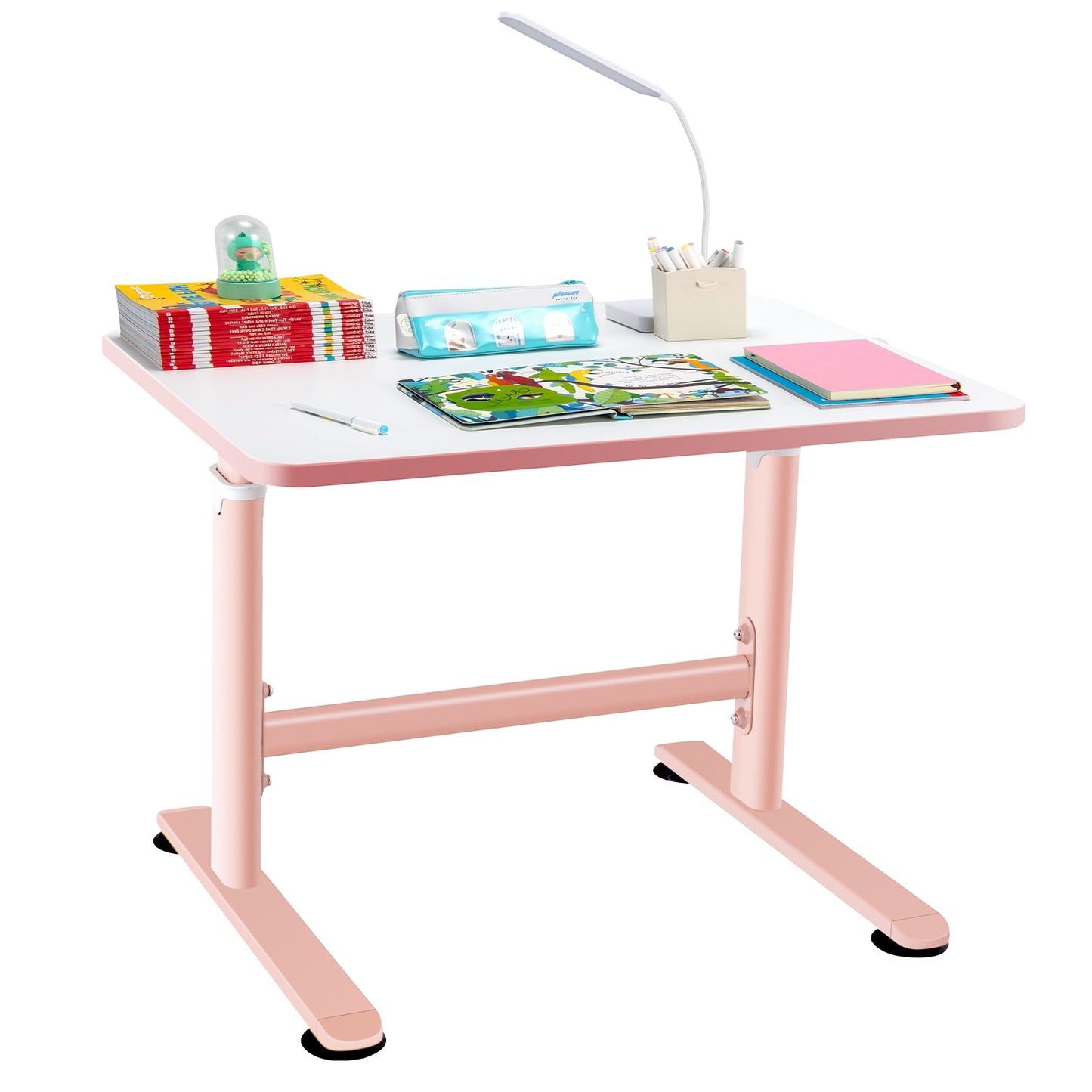 32 x 24 Inch Height Adjustable Desk with Hand Crank Adjusting for Kids-Pink Kids Crystal
