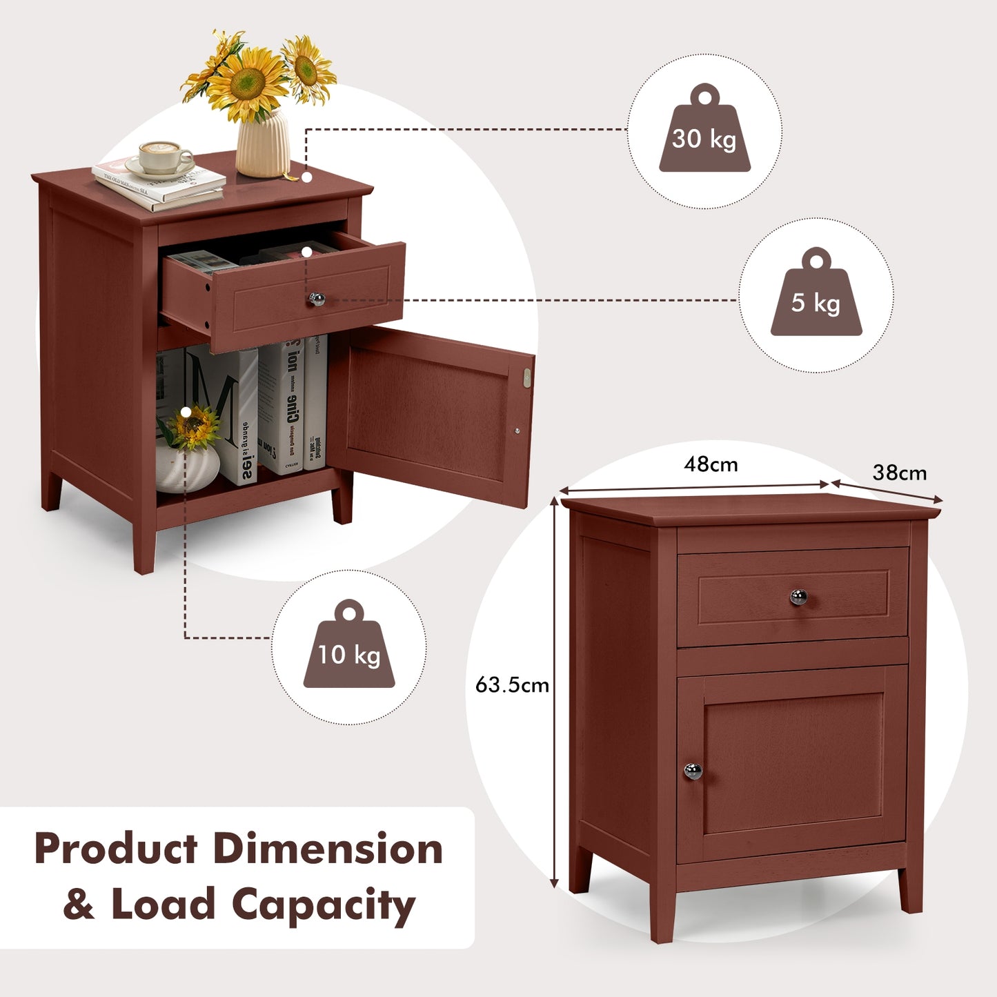 2-Tier Accent Table with Spacious Tabletop-Walnut Kids Crystal