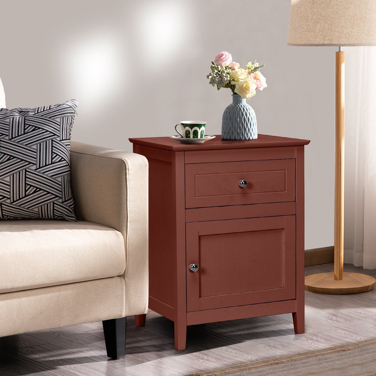 2-Tier Accent Table with Spacious Tabletop-Walnut Kids Crystal