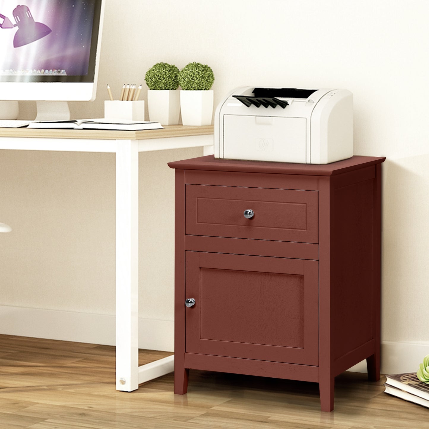 2-Tier Accent Table with Spacious Tabletop-Walnut Kids Crystal