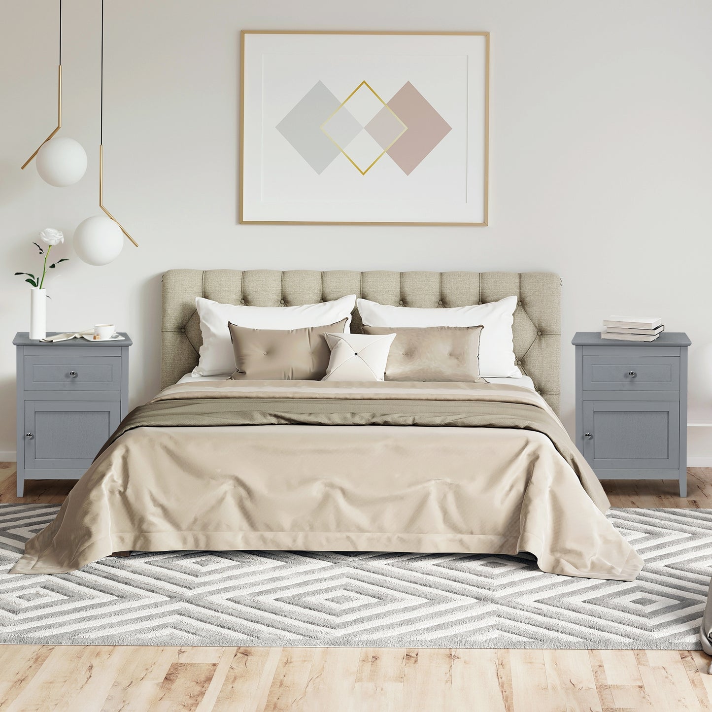 2-Tier Accent Table with Spacious Tabletop-Gray Kids Crystal