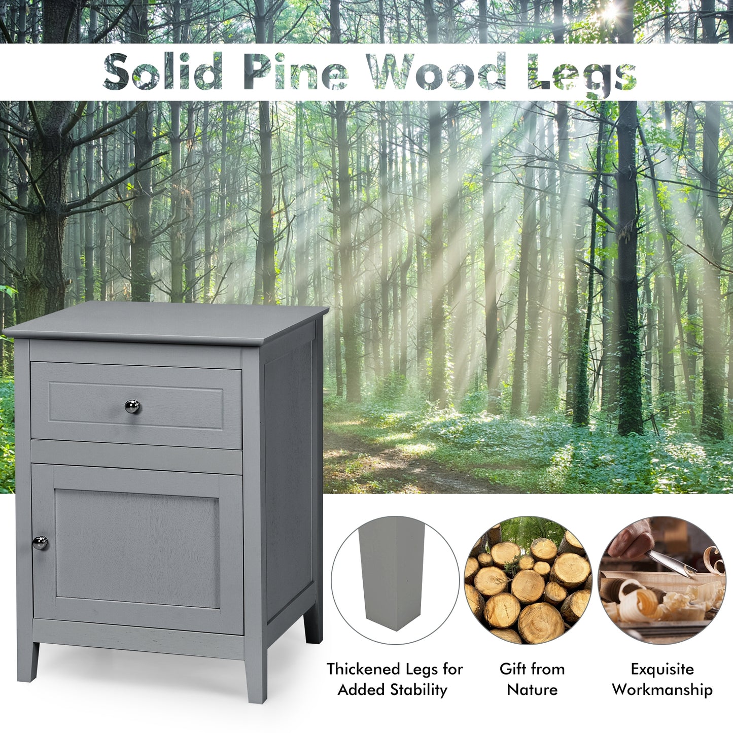 2-Tier Accent Table with Spacious Tabletop-Gray Kids Crystal