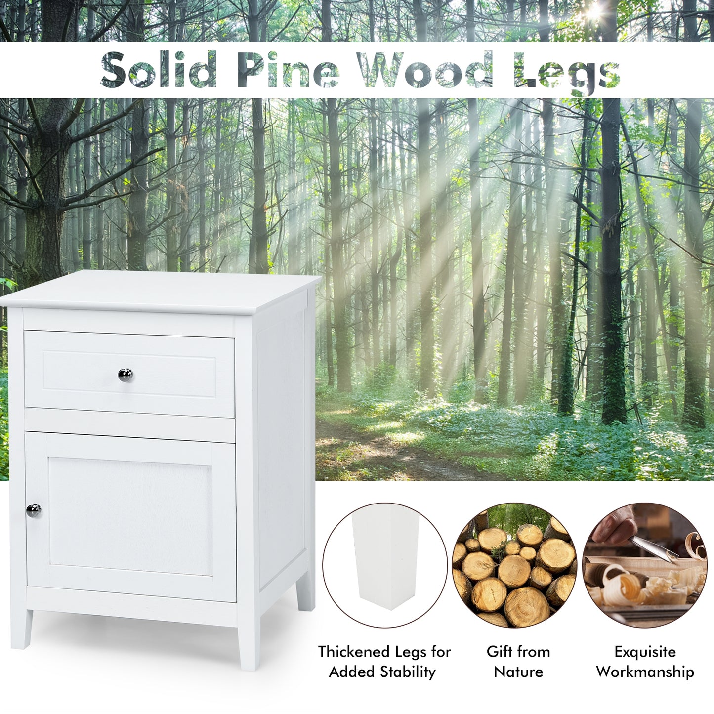 2-Tier Accent Table with Spacious Tabletop-White Kids Crystal