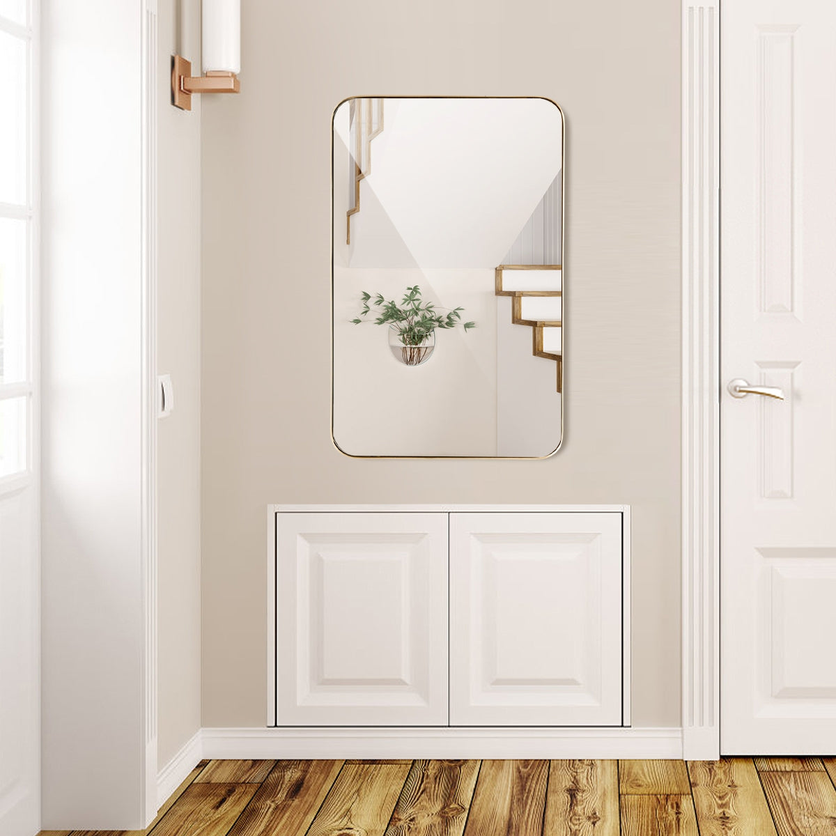 32 Inch x 20 Inch Metal Frame Wall-Mounted Rectangle Mirror-Golden Kids Crystal