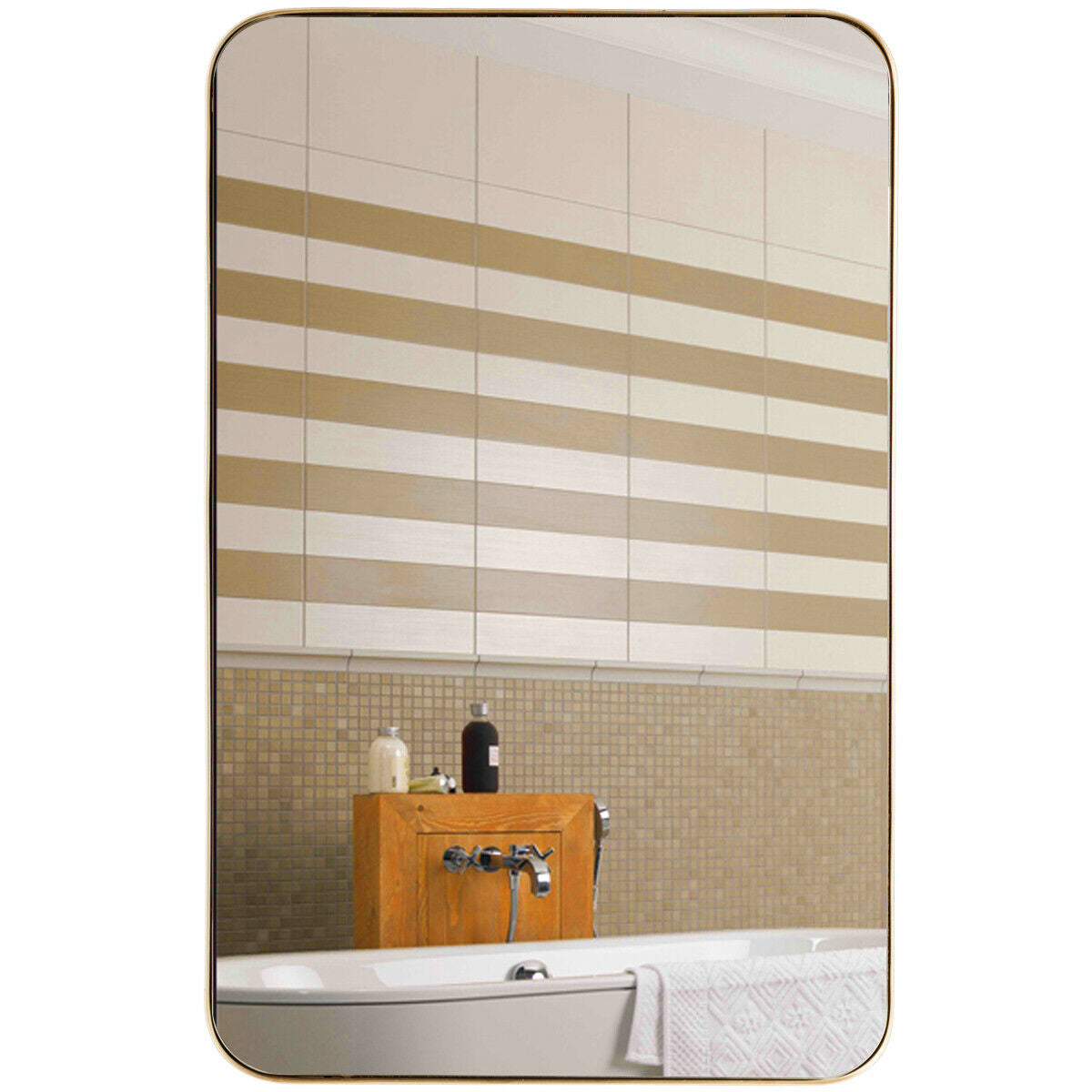 32 Inch x 20 Inch Metal Frame Wall-Mounted Rectangle Mirror-Golden Kids Crystal
