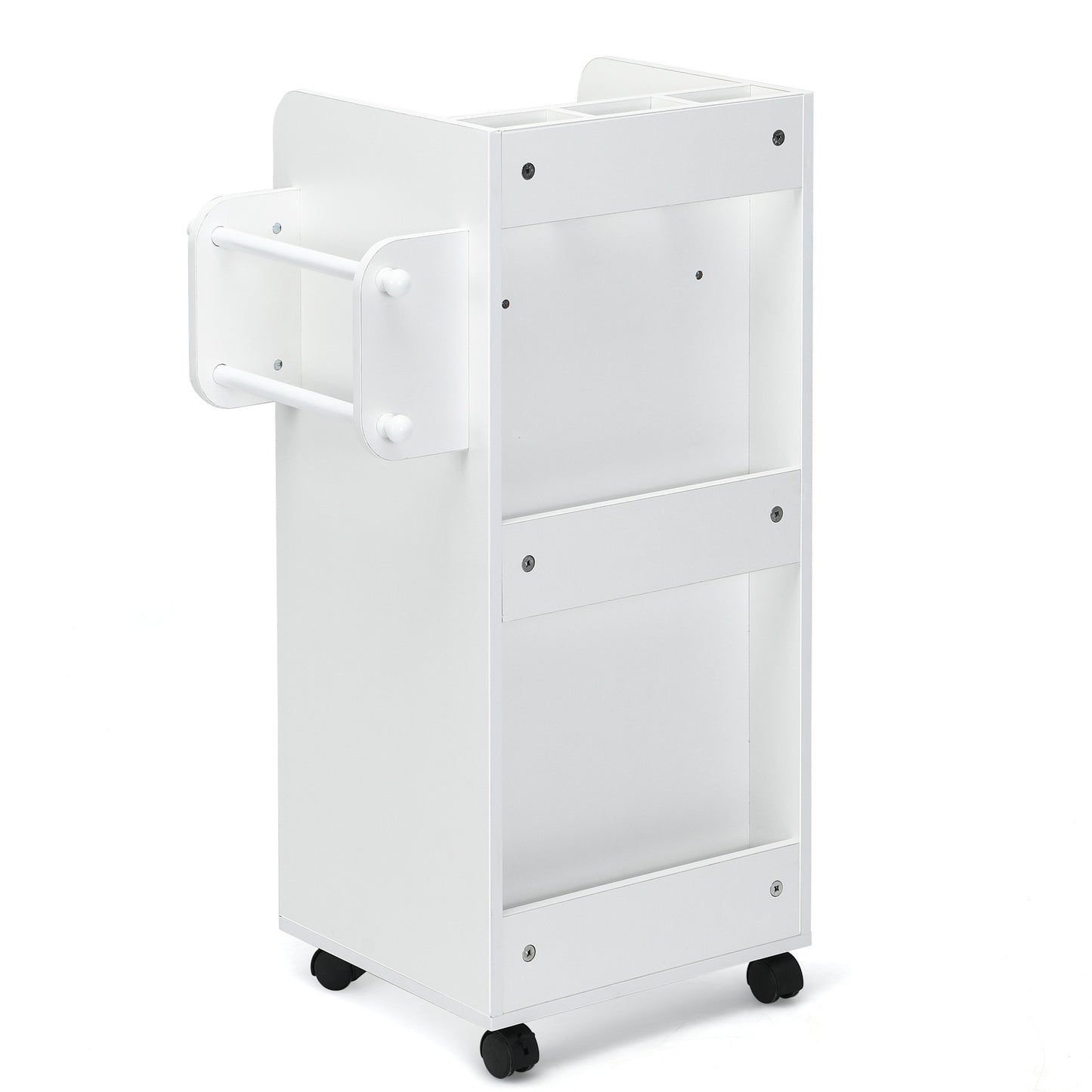 Wooden Utility Rolling Craft Storage Cart-White Kids Crystal