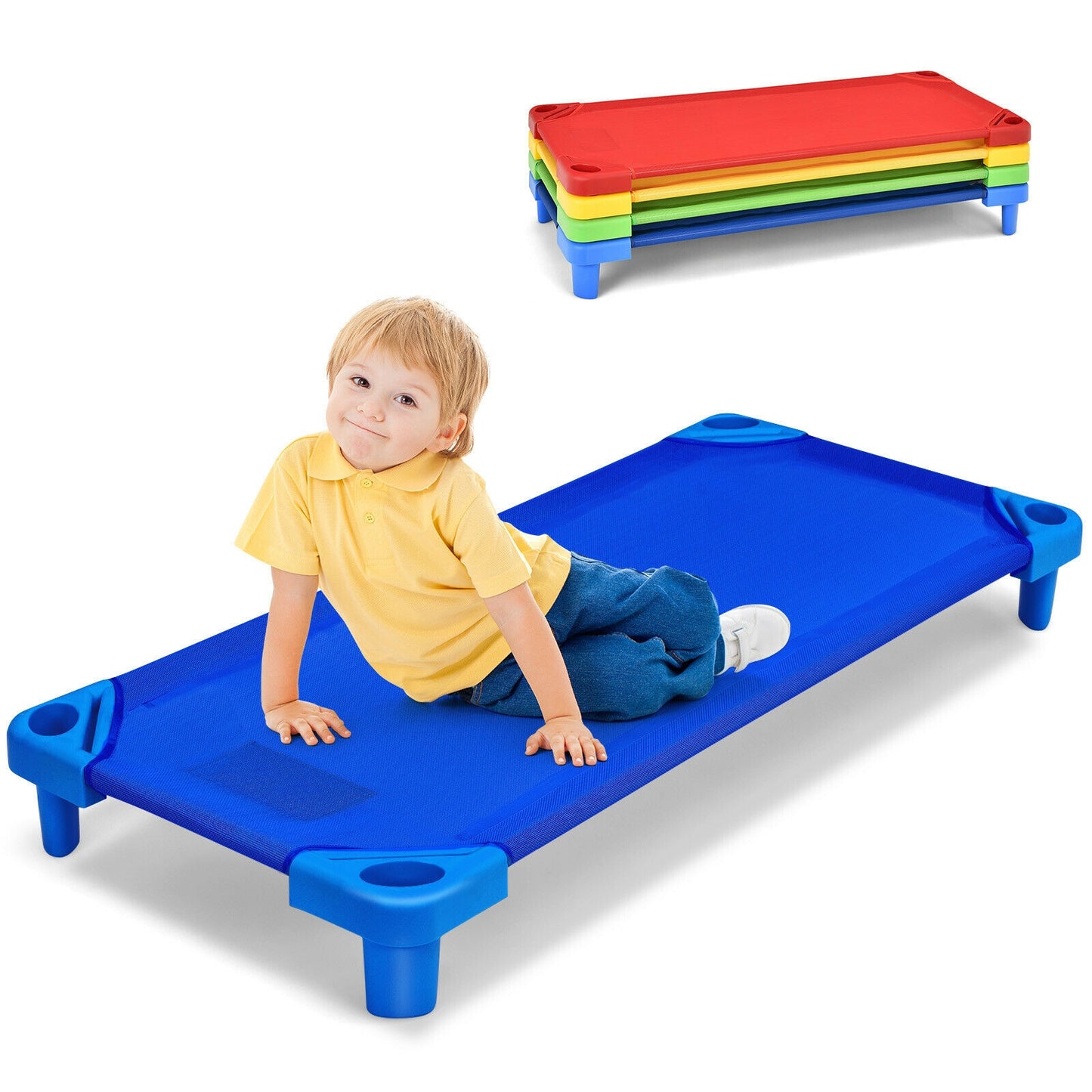 Pack of 4 Colorful Kids Stackable Naptime Cot Kids Crystal