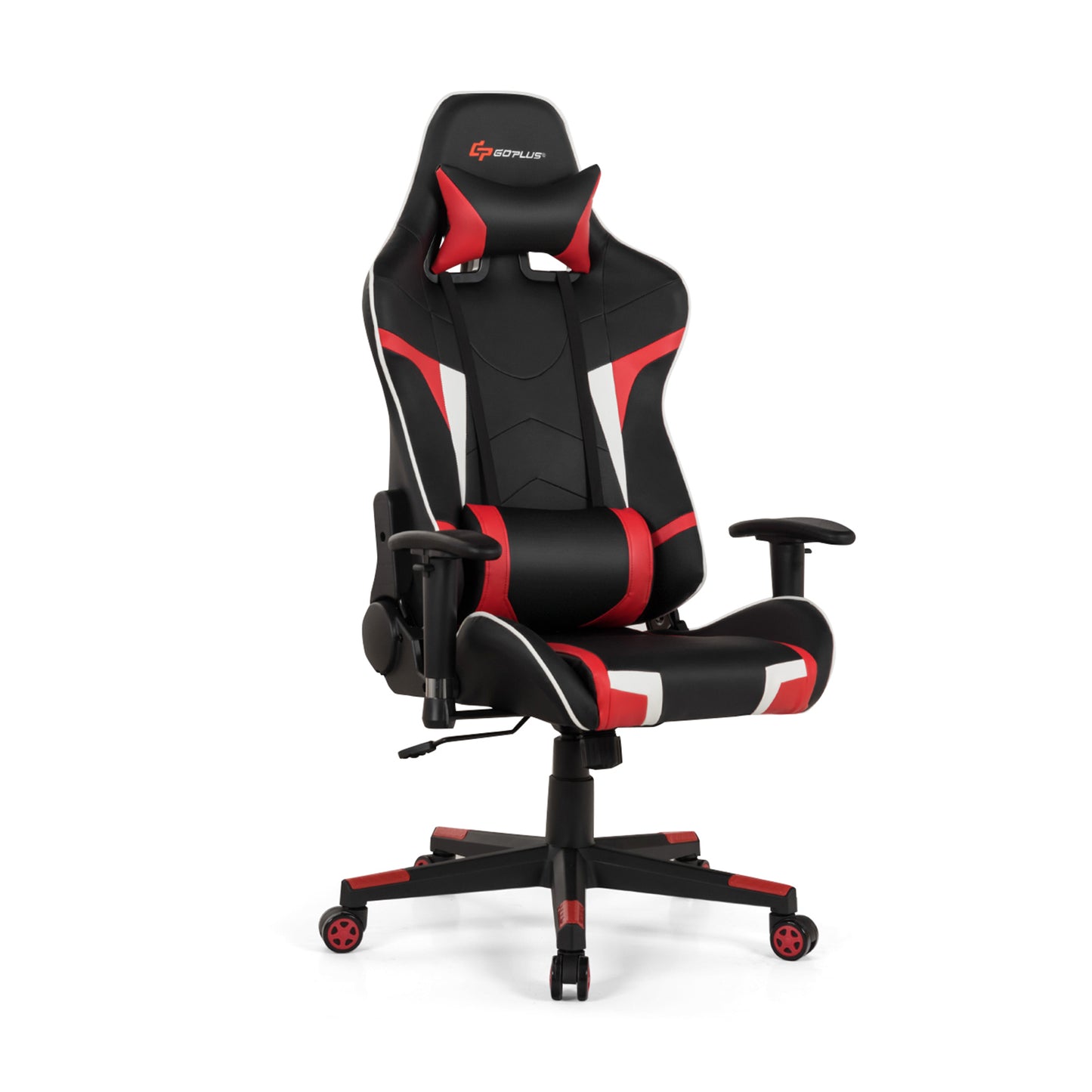 Reclining Swivel Massage Gaming Chair with Lumbar Support-Red Kids Crystal