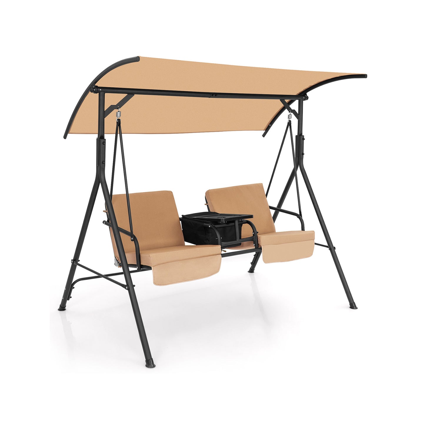 Porch Swing Chair with Adjustable Canopy-Beige Kids Crystal