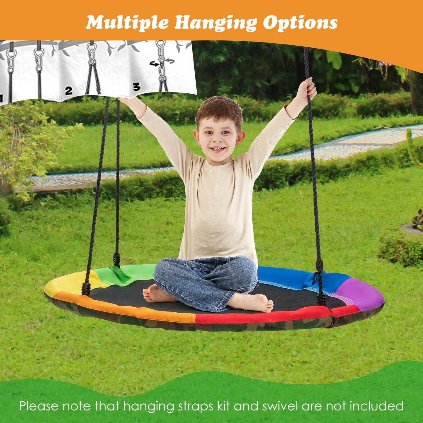 2-Pack Swing Set Swing Seat Replacement and Saucer Tree Swing (Without Stand) Kids Crystal