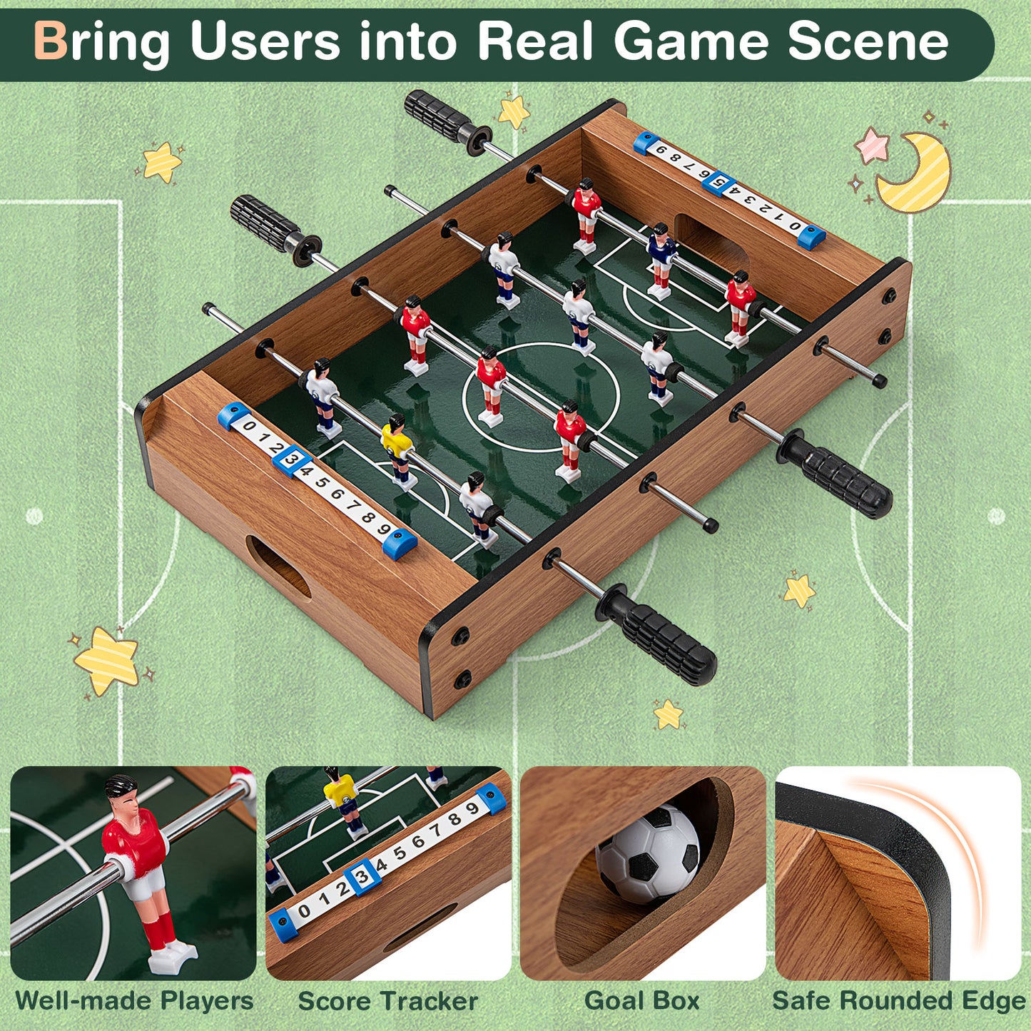 20 Inch Foosball Table Mini Tabletop Soccer Game Kids Crystal