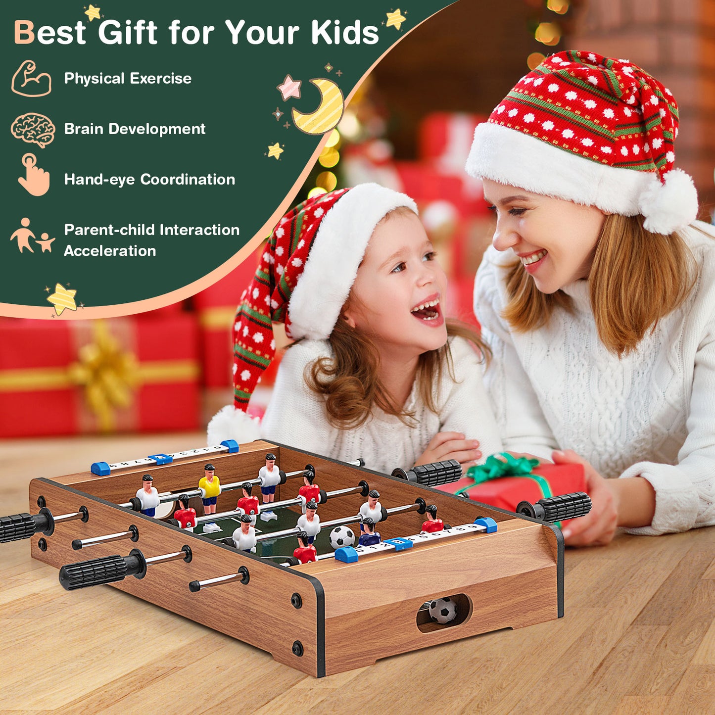 20 Inch Foosball Table Mini Tabletop Soccer Game Kids Crystal