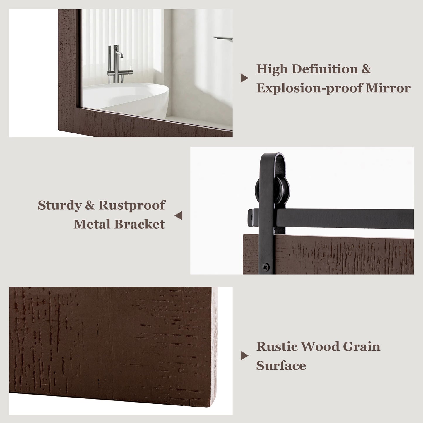 30 x 22 Inch Wall Mount Mirror with Wood Frame-Walnut Kids Crystal