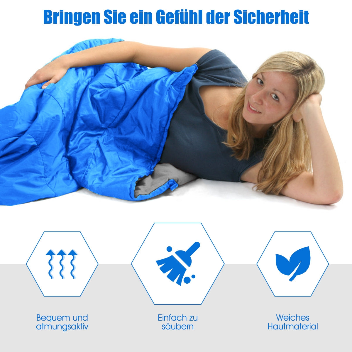 2 Person Waterproof Sleeping Bag with 2 Pillows-Blue Kids Crystal