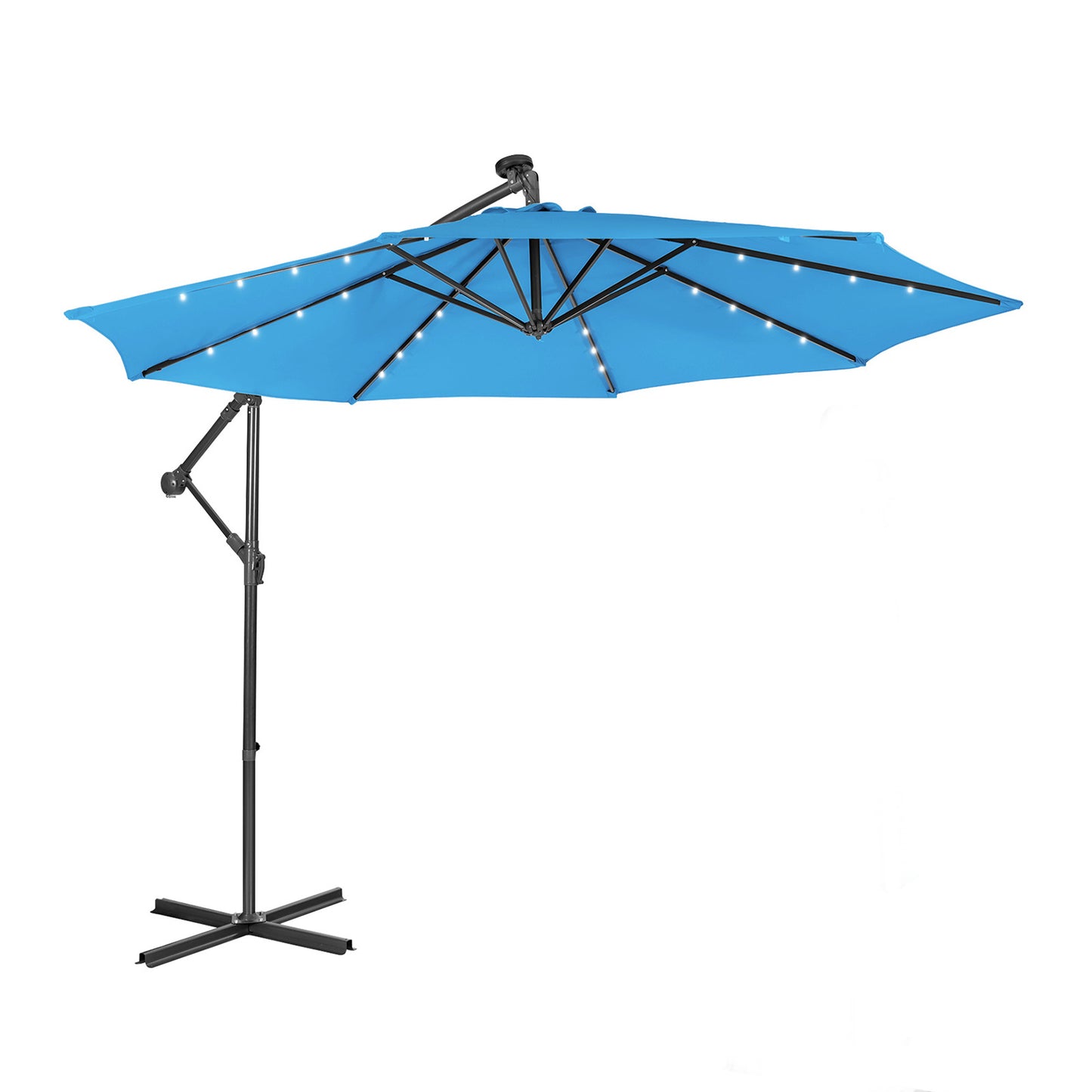 10 Feet Patio Solar Powered Cantilever Umbrella with Tilting System-Blue Kids Crystal