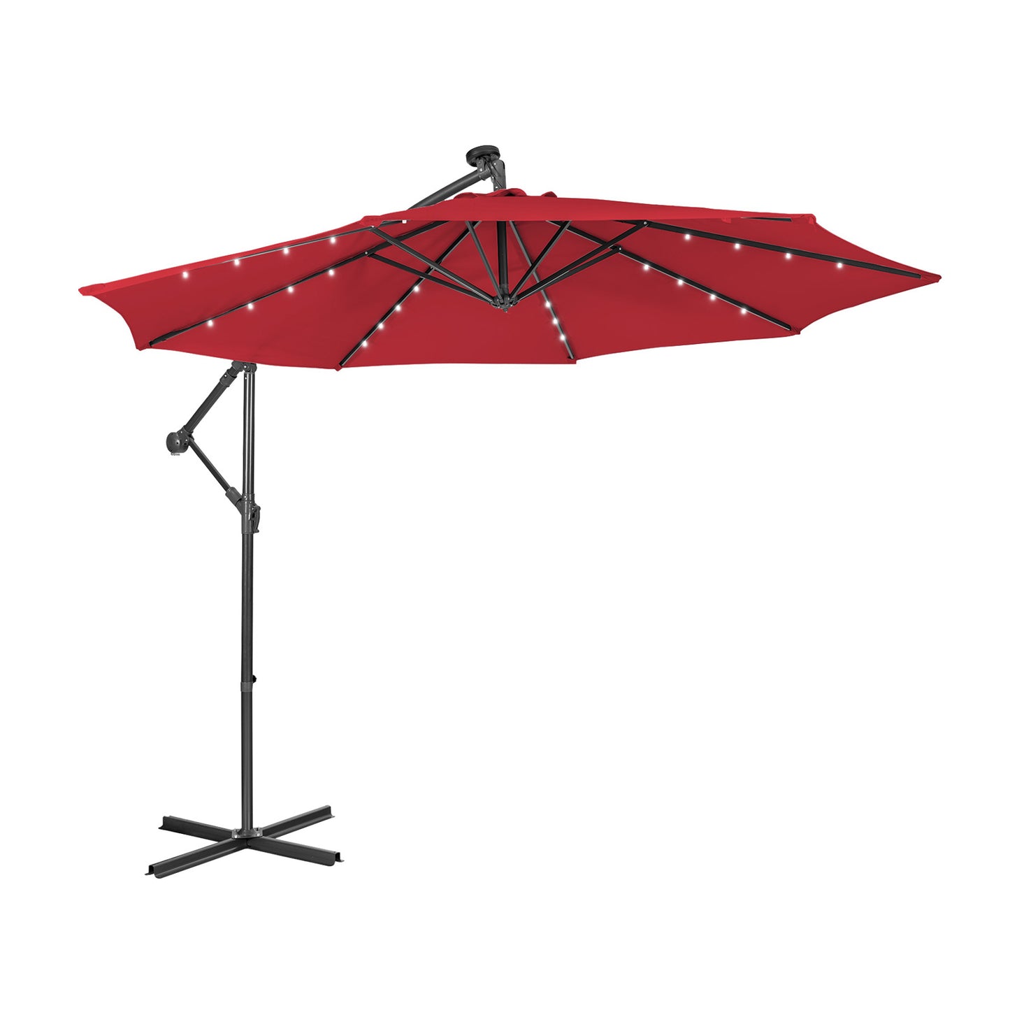 10 Feet Patio Solar Powered Cantilever Umbrella with Tilting System-Wine Kids Crystal