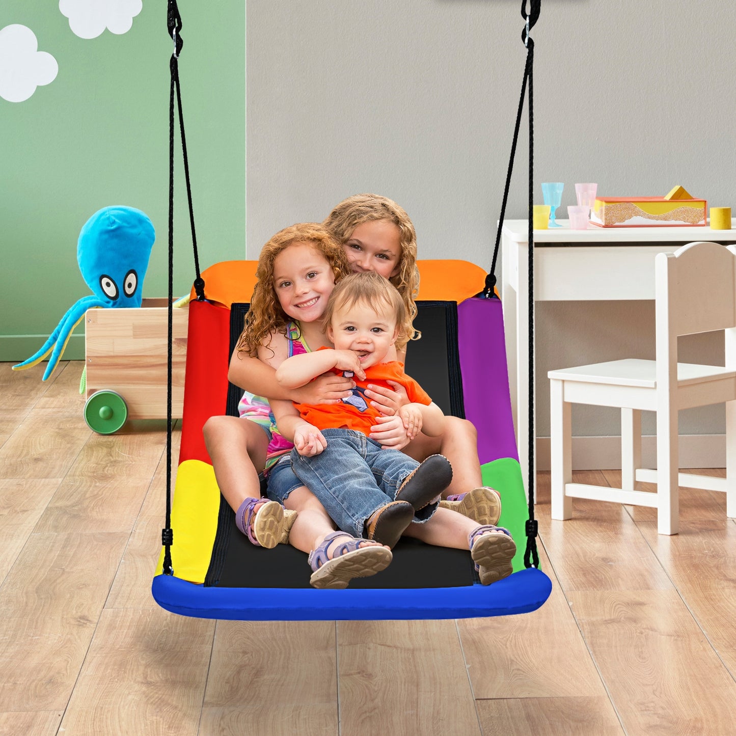 700lb Giant 60 Inch Platform Tree Swing for Kids and Adults-Multicolor Kids Crystal