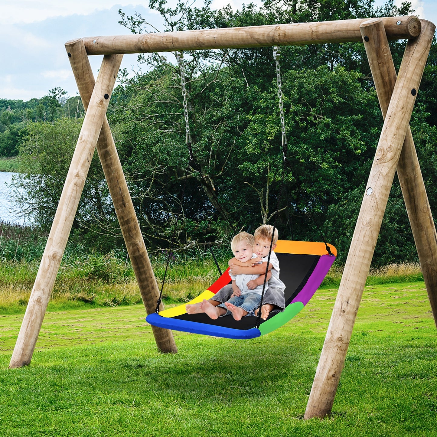 700lb Giant 60 Inch Platform Tree Swing for Kids and Adults-Multicolor Kids Crystal