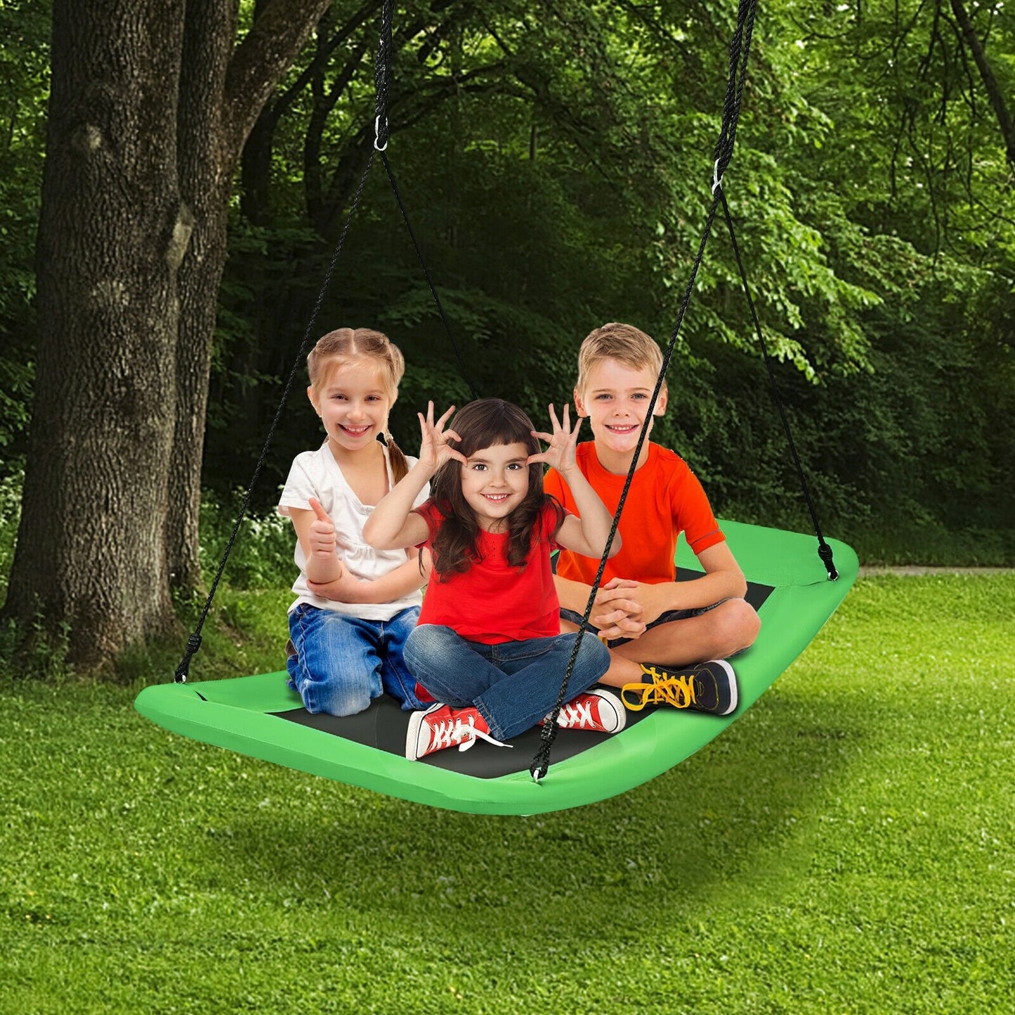 700lb Giant 60 Inch Platform Tree Swing for Kids and Adults-Green Kids Crystal