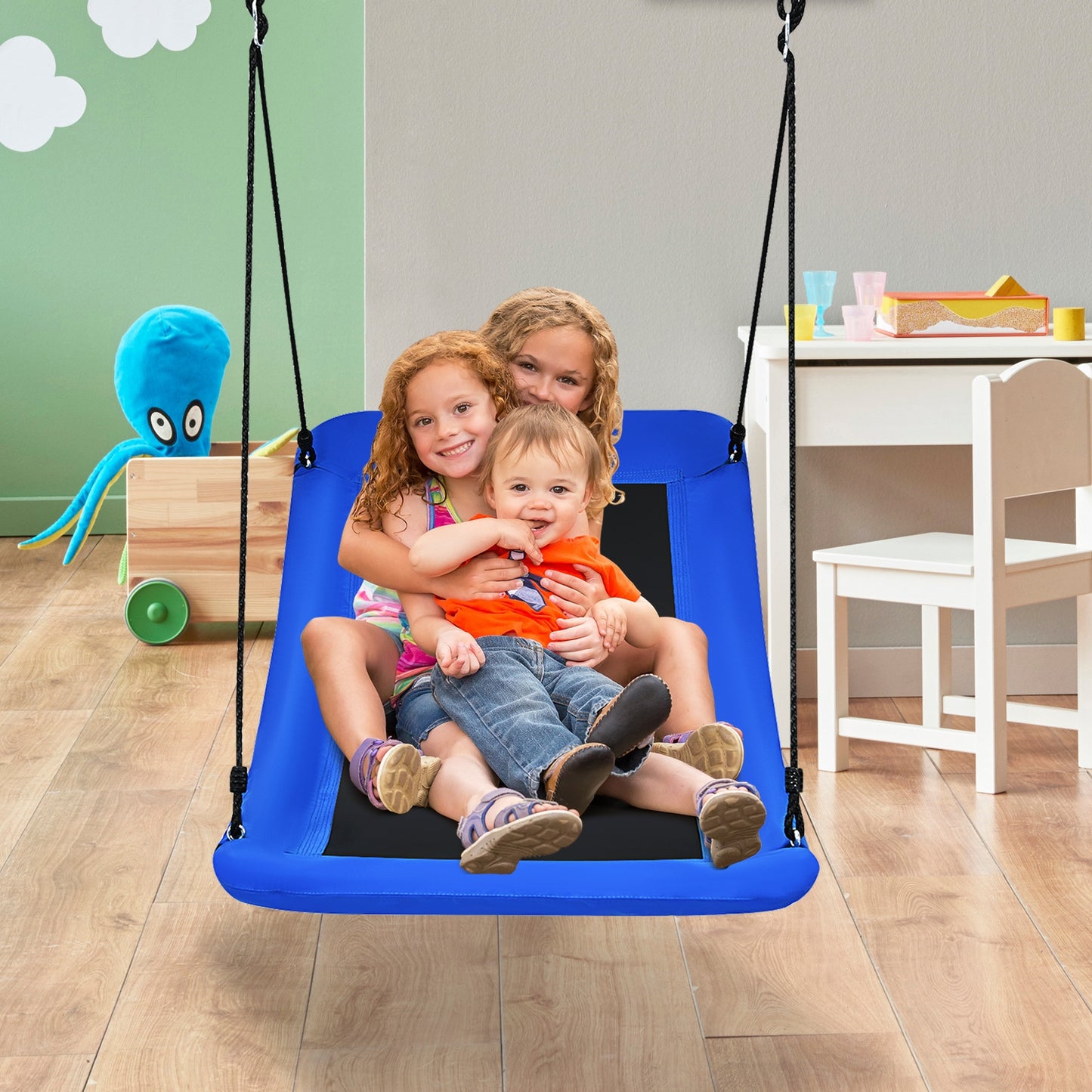 700lb Giant 60 Inch Platform Tree Swing for Kids and Adults-Blue Kids Crystal