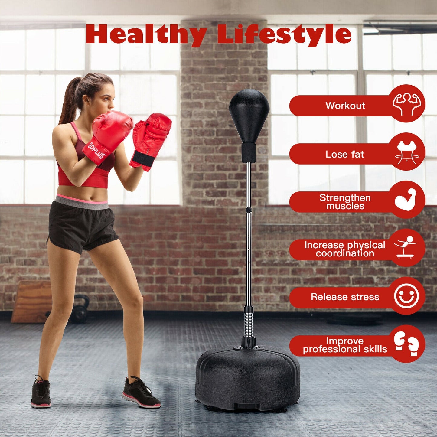 Adjustable Freestanding Punching Bag with Boxing Gloves for Adults and Kids Kids Crystal