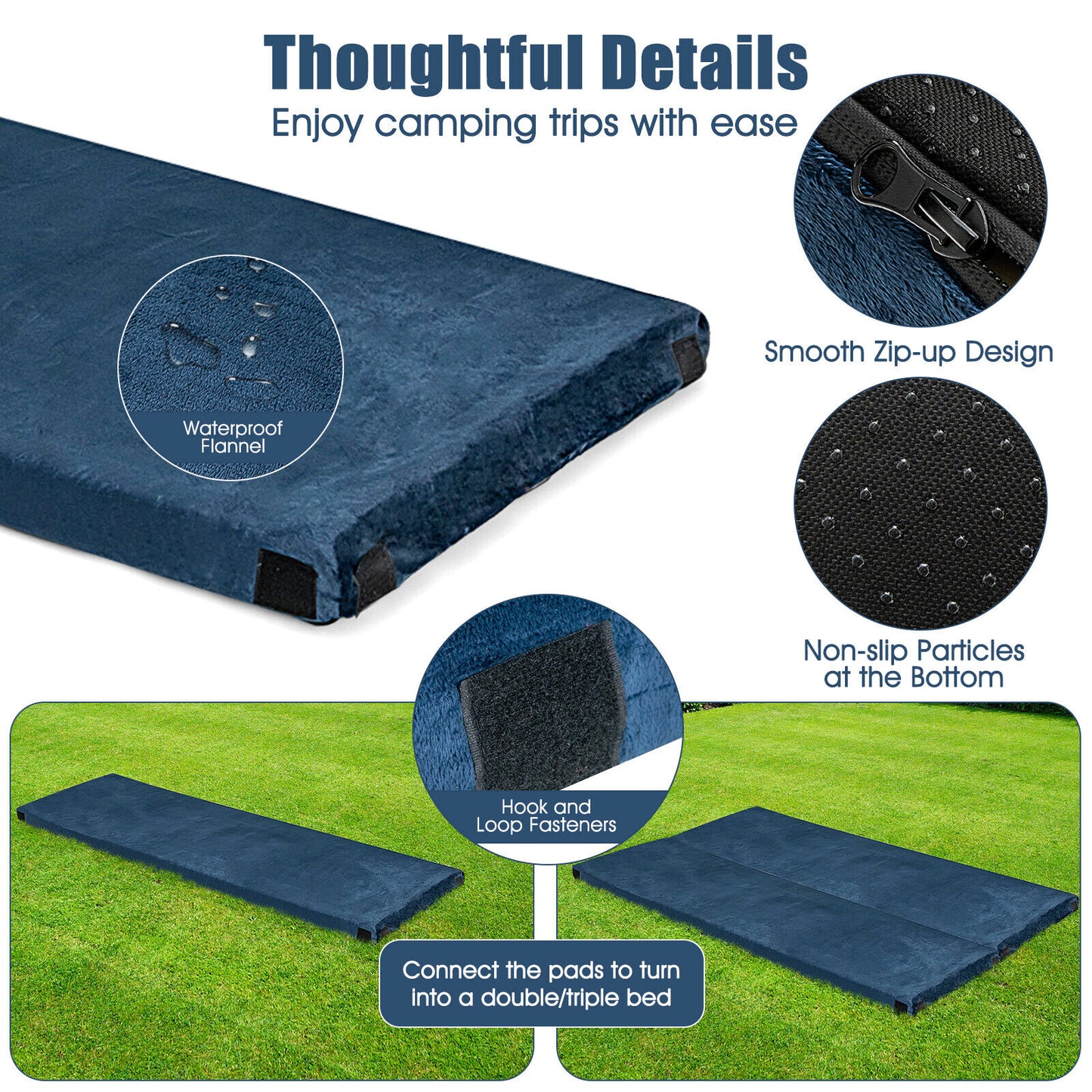 Lightweight Portable Memory Camping Mattress with Carrying Bag-Navy Kids Crystal