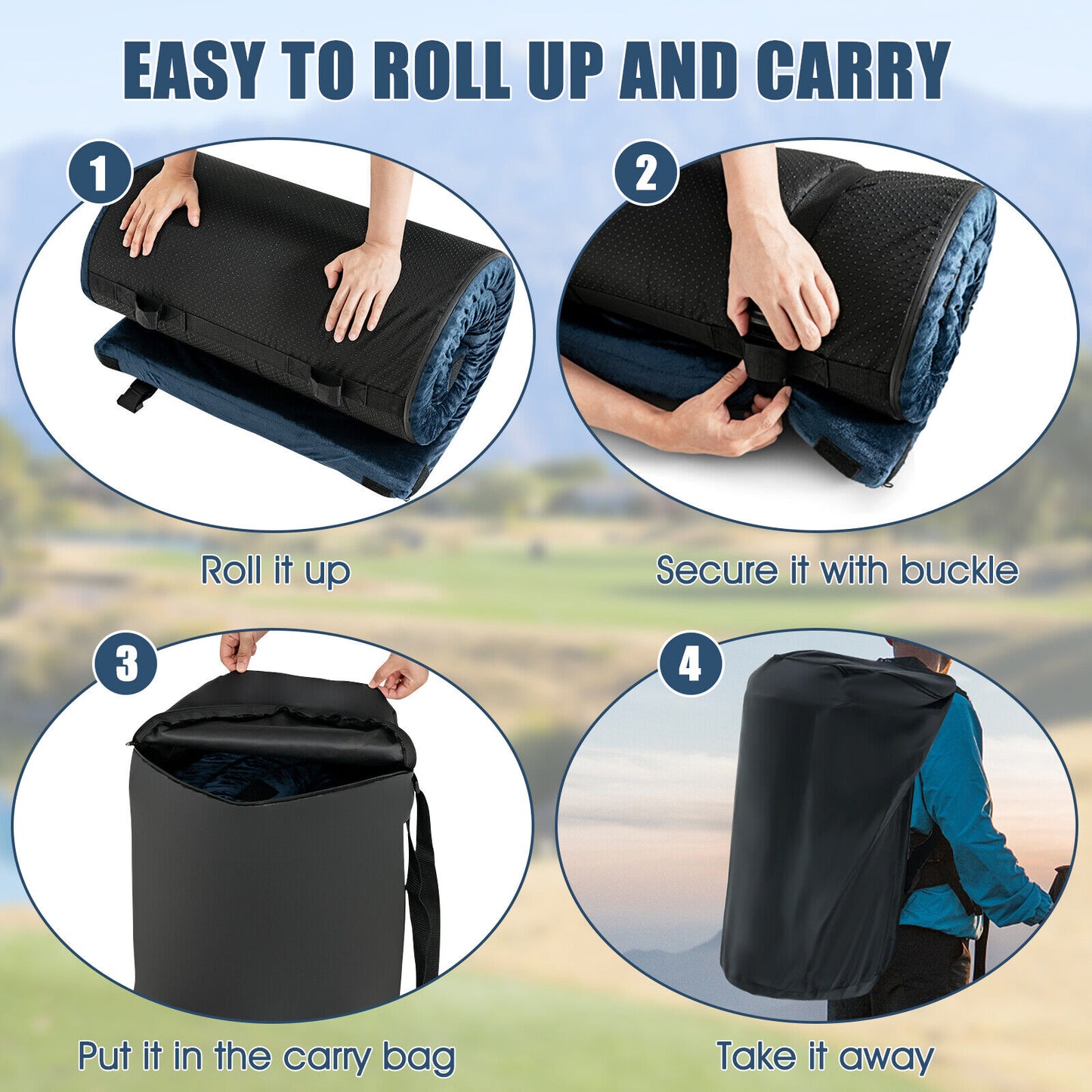 Lightweight Portable Memory Camping Mattress with Carrying Bag-Navy Kids Crystal