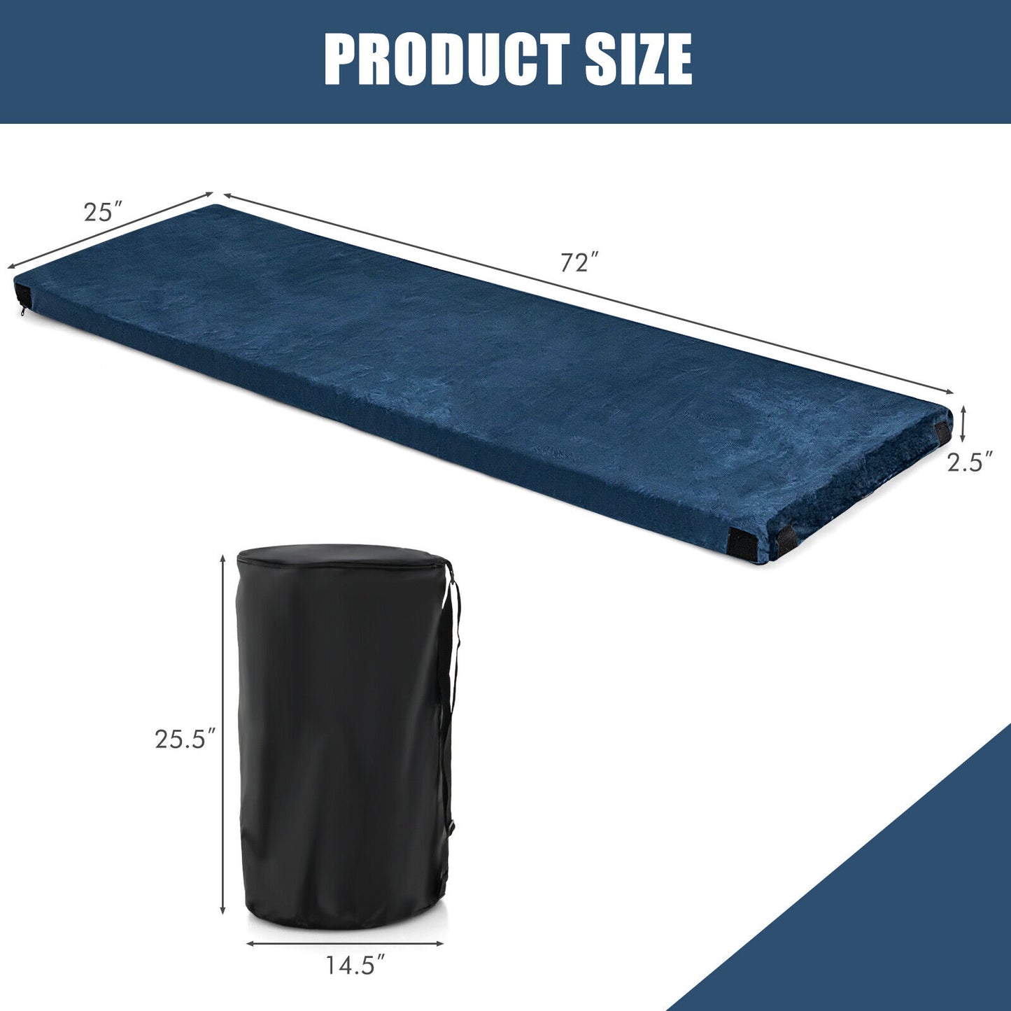 Lightweight Portable Memory Camping Mattress with Carrying Bag-Navy Kids Crystal