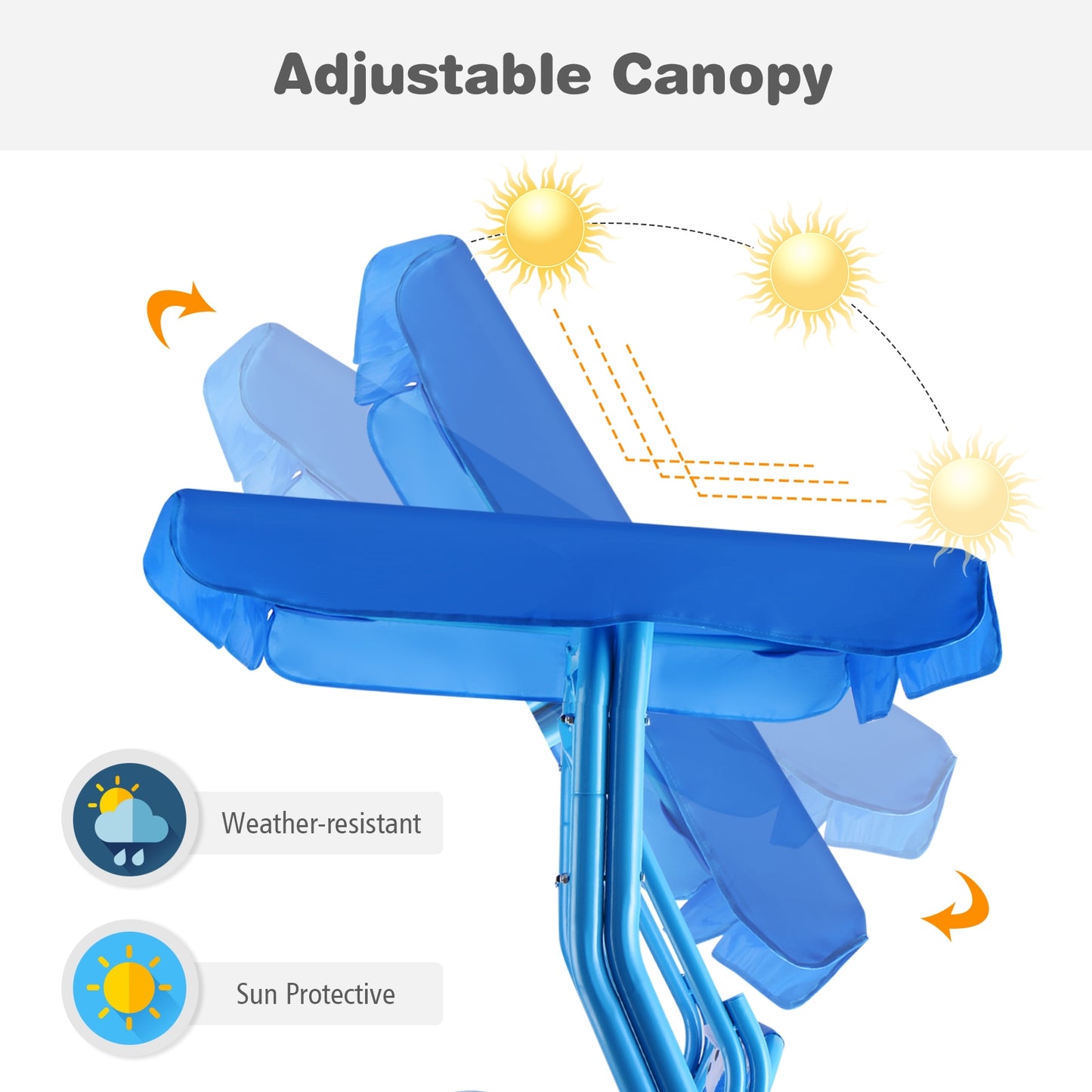 Outdoor Kids Patio Swing Bench with Canopy 2 Seats Kids Crystal