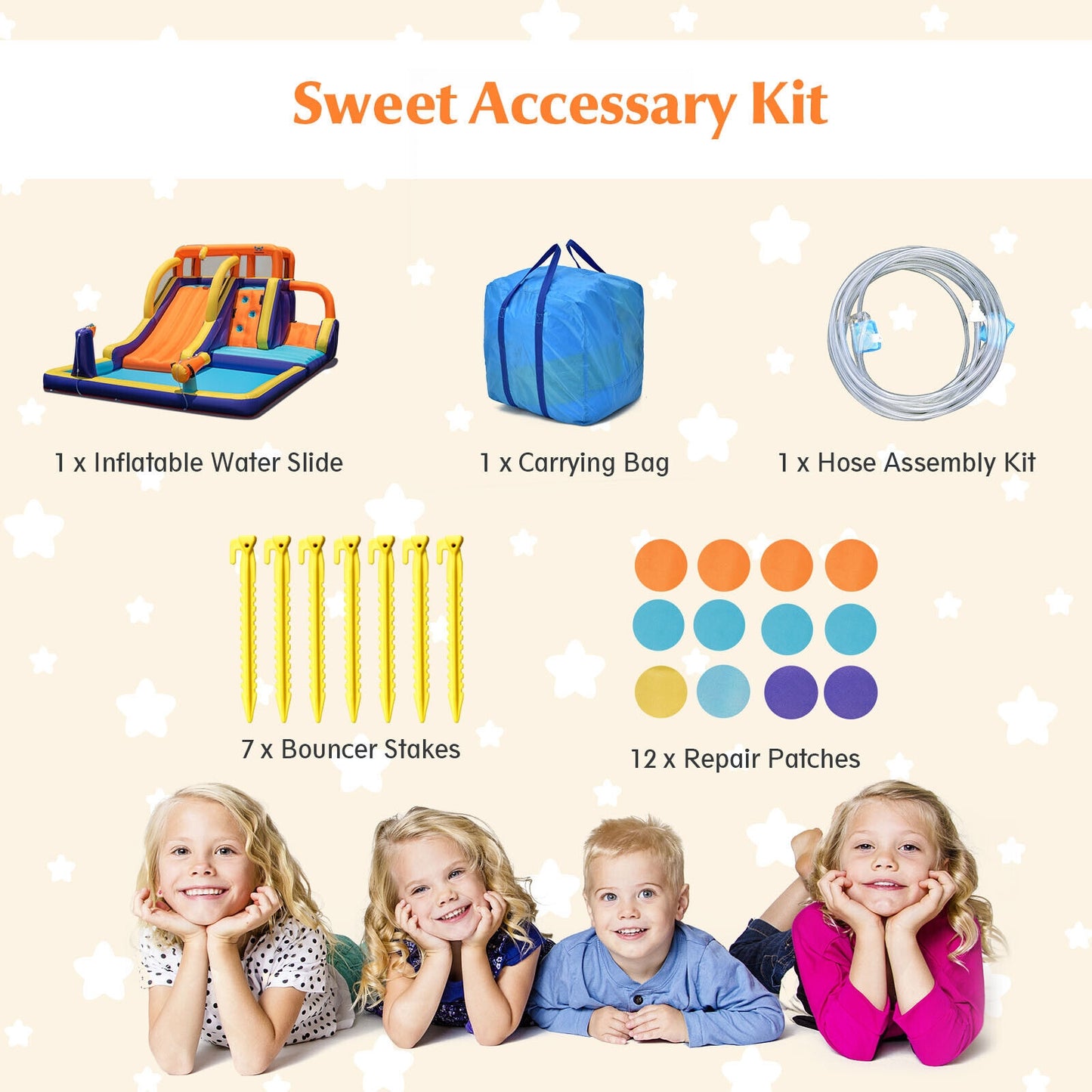 4-in-1 Kids Bounce Castle with Splash Pool without Blower Kids Crystal