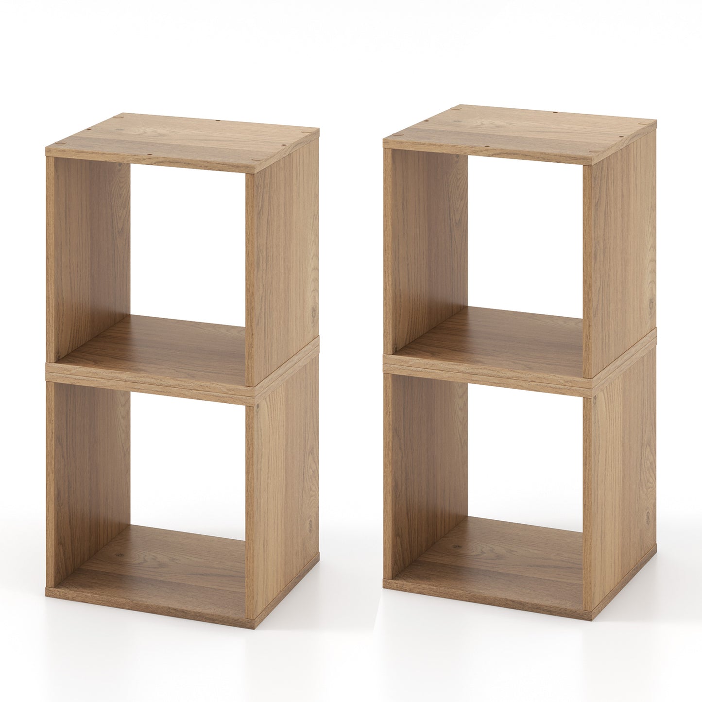 2 Cubes Stackable Bookcase for Living Room and Study-Natural Kids Crystal