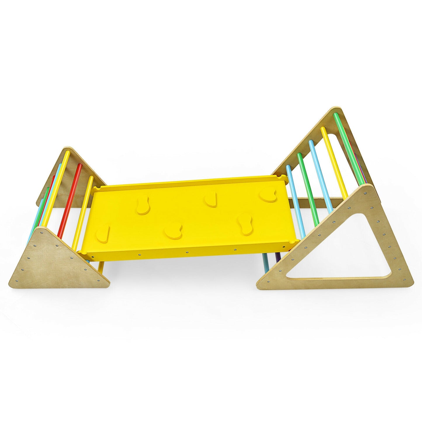 3 in 1 Wooden Set of 2 Triangle Climber with Ramp for Slid Kids Crystal