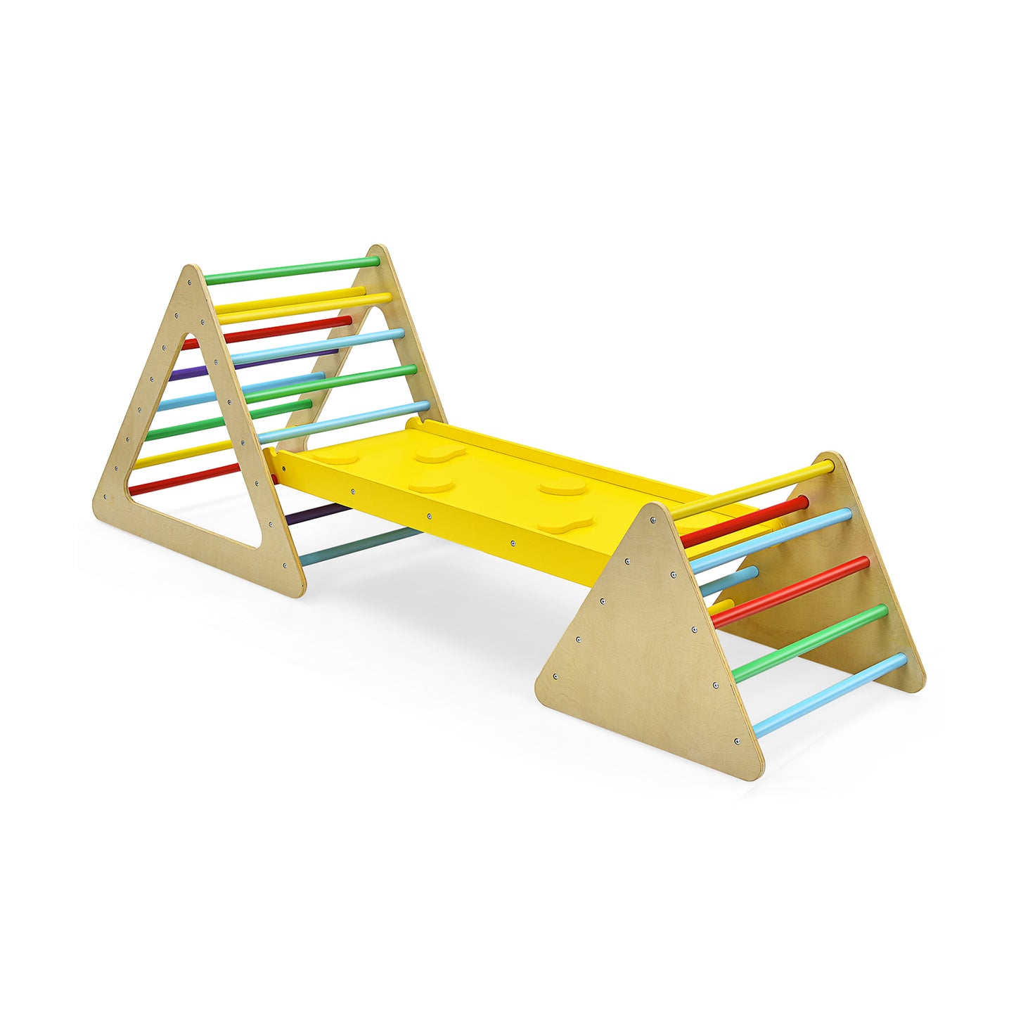 3 in 1 Wooden Set of 2 Triangle Climber with Ramp for Slid Kids Crystal