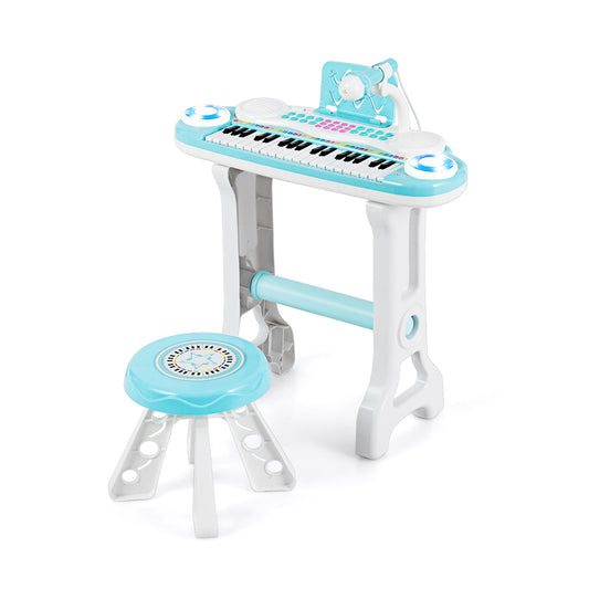 37-key Kids Electronic Piano Keyboard Playset-Blue Kids Crystal